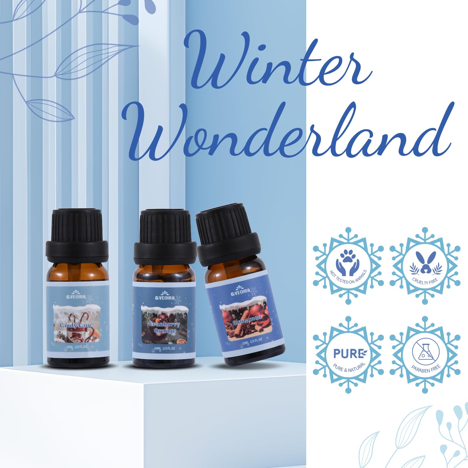 AVEOIRA Christmas Essential Oils Set - 6 Winter Fragrance Oils (Cinnamon, Gingerbread, Christmas Tree) for Diffusers, Candles & Soap Making | Holiday Home Scenting, DIY Gifts & Aromatherapy