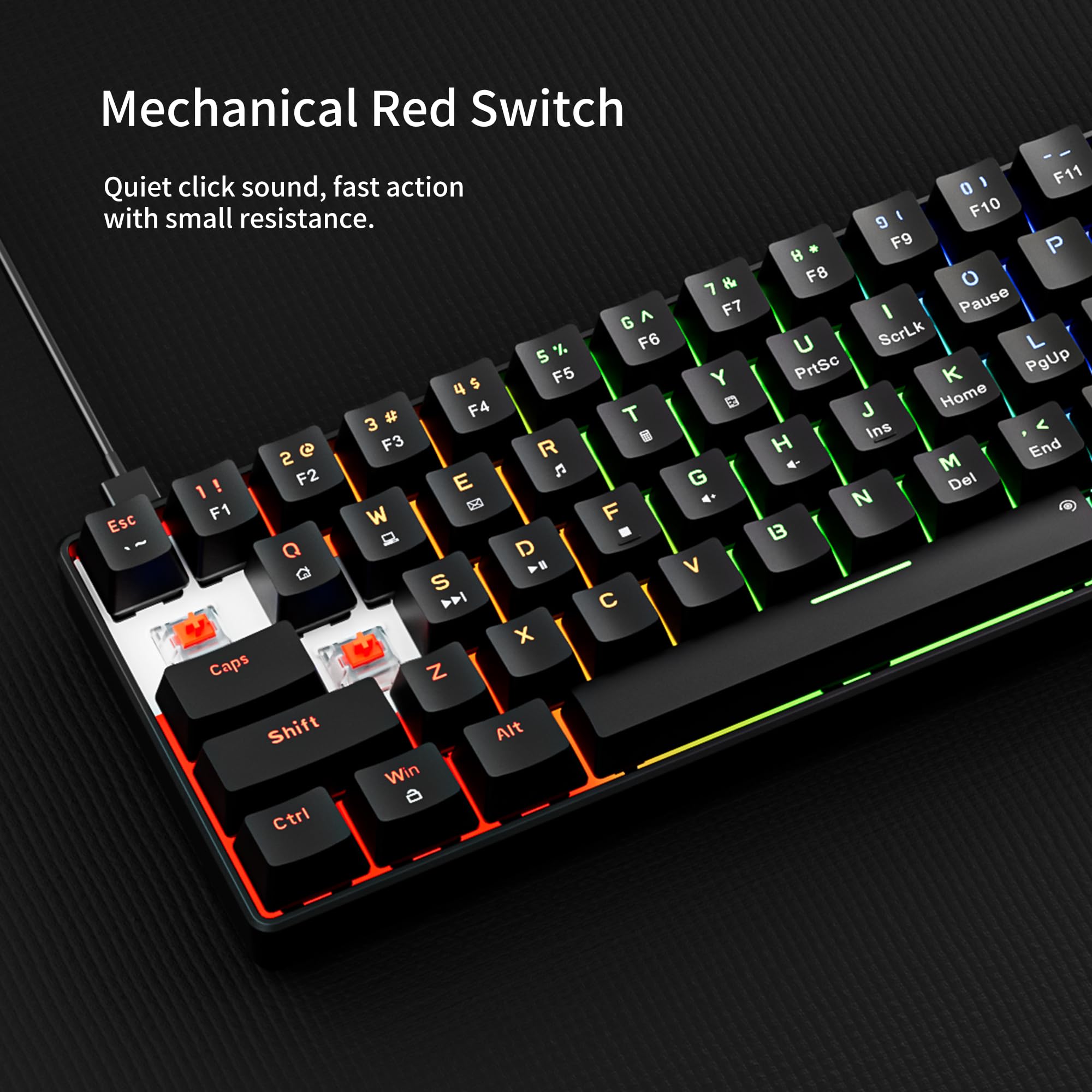 Newmen GM611 60% Mechanical Keyboard - RGB Backlit, Red Switches for Gaming & Office