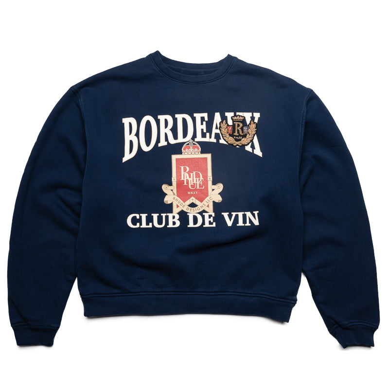 Rhude Bordeaux Crewneck Sweatshirt - Navy Blue Men's Casual Pullover | Perfect for Streetwear, Lounge & Everyday Outfits
