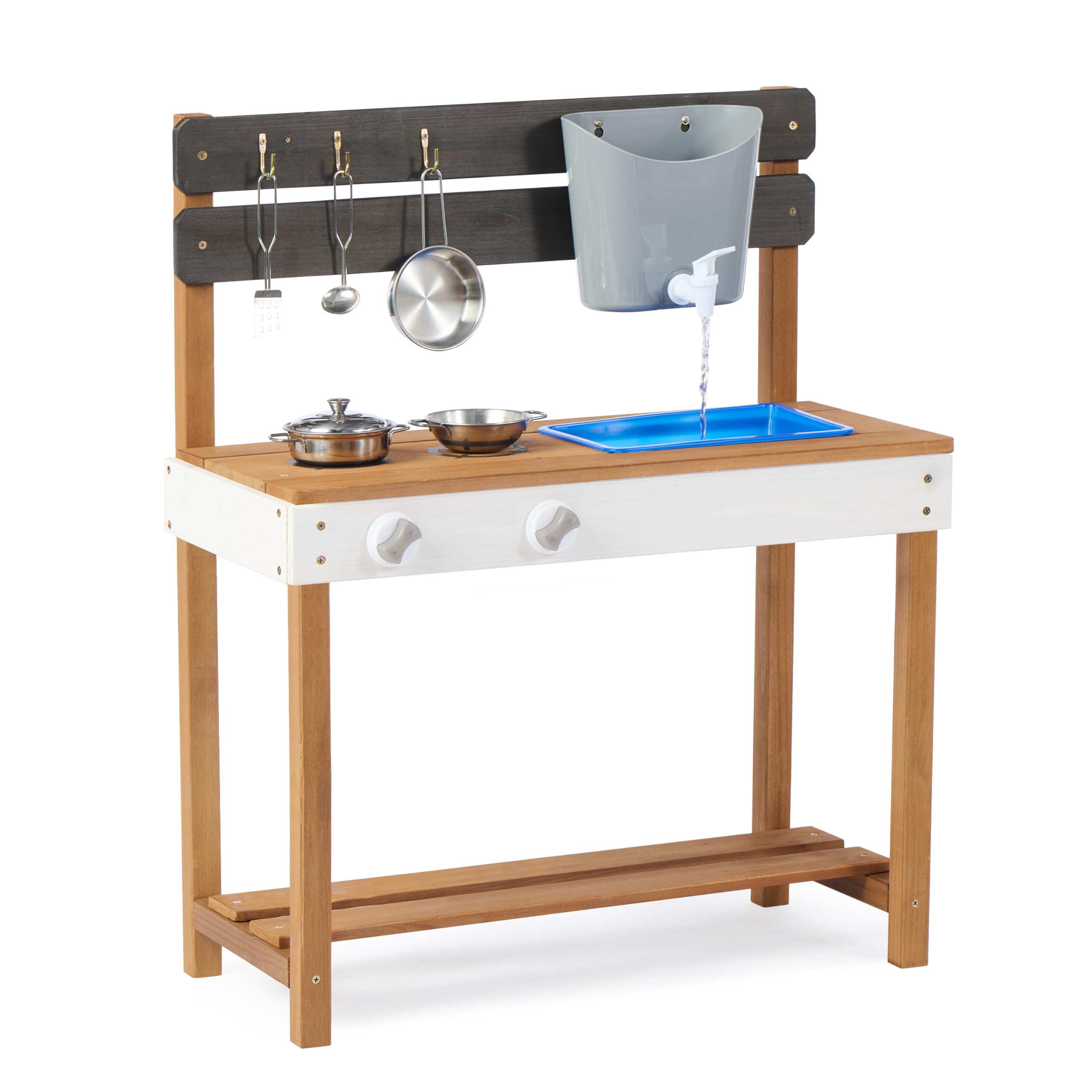 Wooden Kids Play Kitchen Set - Outdoor Mud Kitchen with Water Play & Cooking Toys - Pretend Play for Toddlers Ages 3+ - Perfect Birthday Gift for Boys & Girls - Backyard, Garden & Indoor Imaginative Play