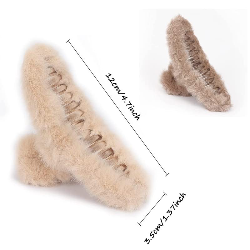Shidara Hair Claw Clips for Women - Strong Hold Non-Slip Hair Barrettes for Thick/Thin/Long Hair - Cute Plush Hair Clips Accessories (2-Piece Set) | Perfect for Work, Gym, and Everyday Styling