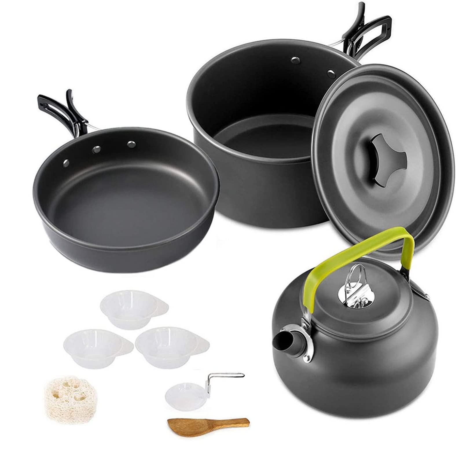 Premium 11-Piece Aluminum Nonstick Camping Cookware Set - Lightweight Portable Outdoor Cooking Kit with Kettle, Pot, Pan & Bowls for Hiking, Backpacking, BBQ & Picnic | Durable Cookset for Campers & Outdoor Enthusiasts