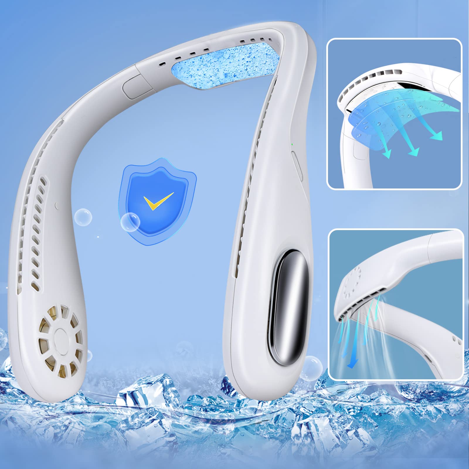 Portable Neck Fan - Wearable Bladeless Personal Cooler with USB Rechargeable Battery, Hands-Free Cooling for Outdoor, Sports, Travel & Office Use