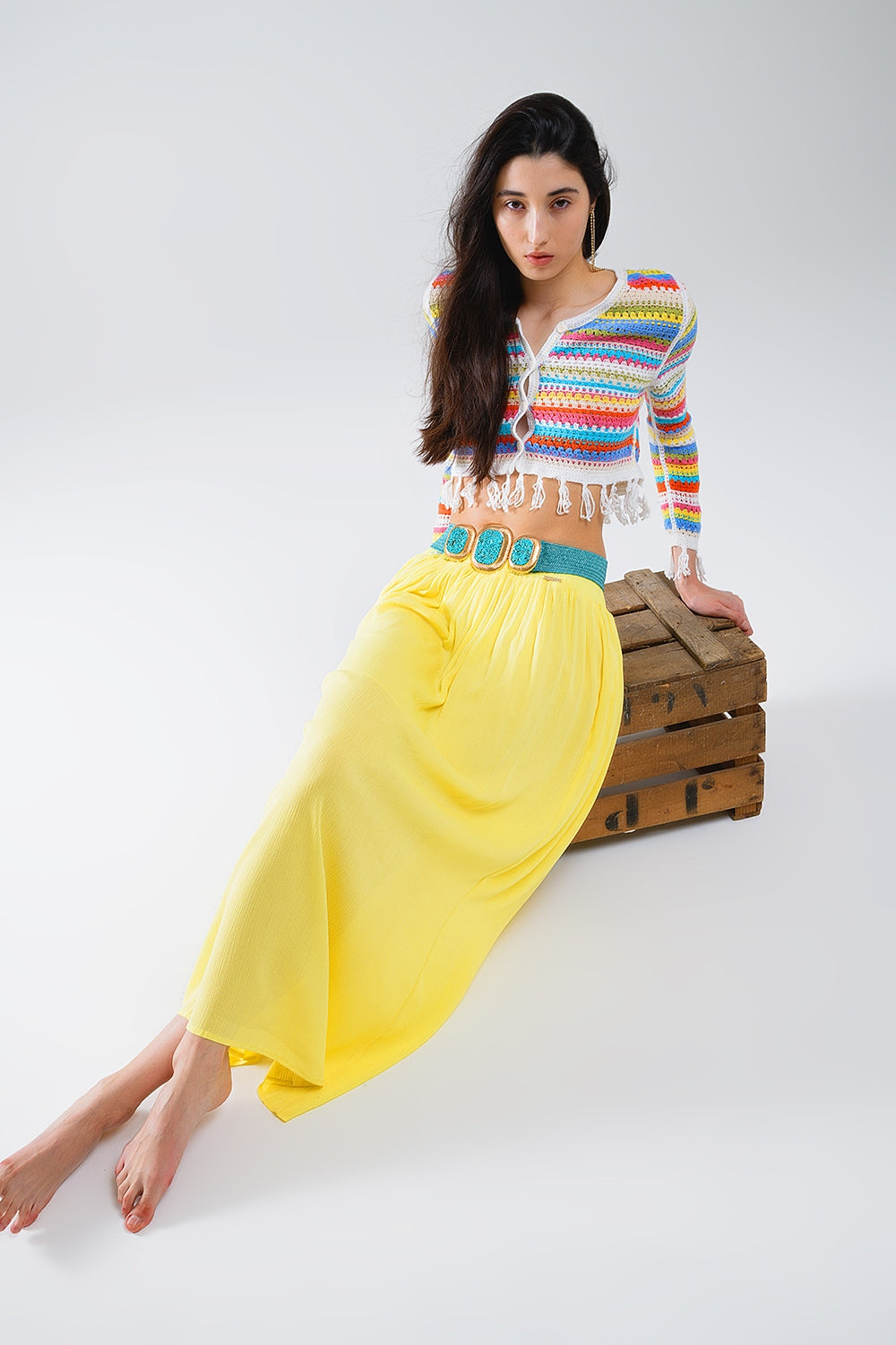Colorful Striped Crochet Cardigan for Women - Cozy Handmade Knit Sweater for Fall & Winter, Perfect for Casual Outfits and Layering