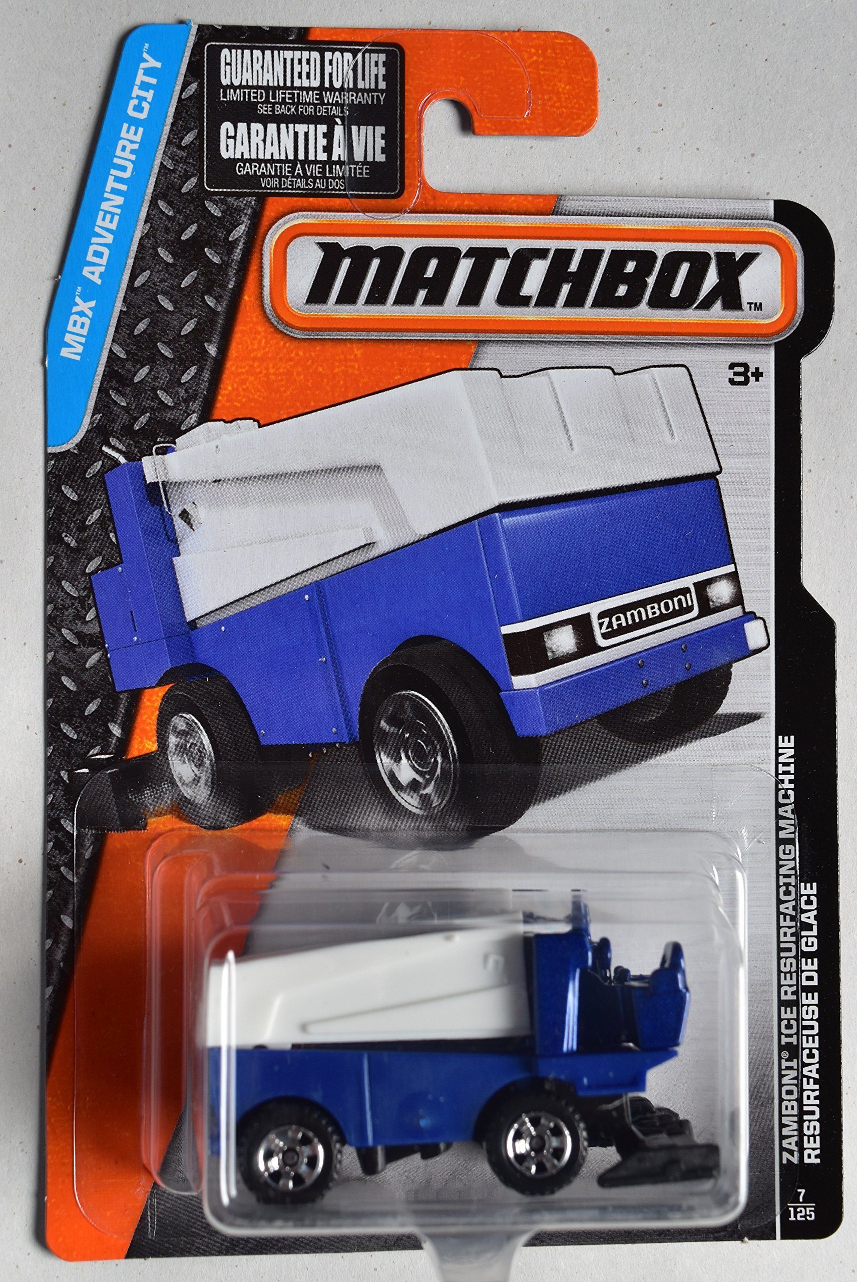 Matchbox 2016 MBX Adventure City Zamboni Ice Resurfacing Machine Toy Car - 1:64 Scale Die-Cast Model (7/125) Blue - Perfect for Kids Playtime, Collectors Display & Ice Hockey Themed Parties
