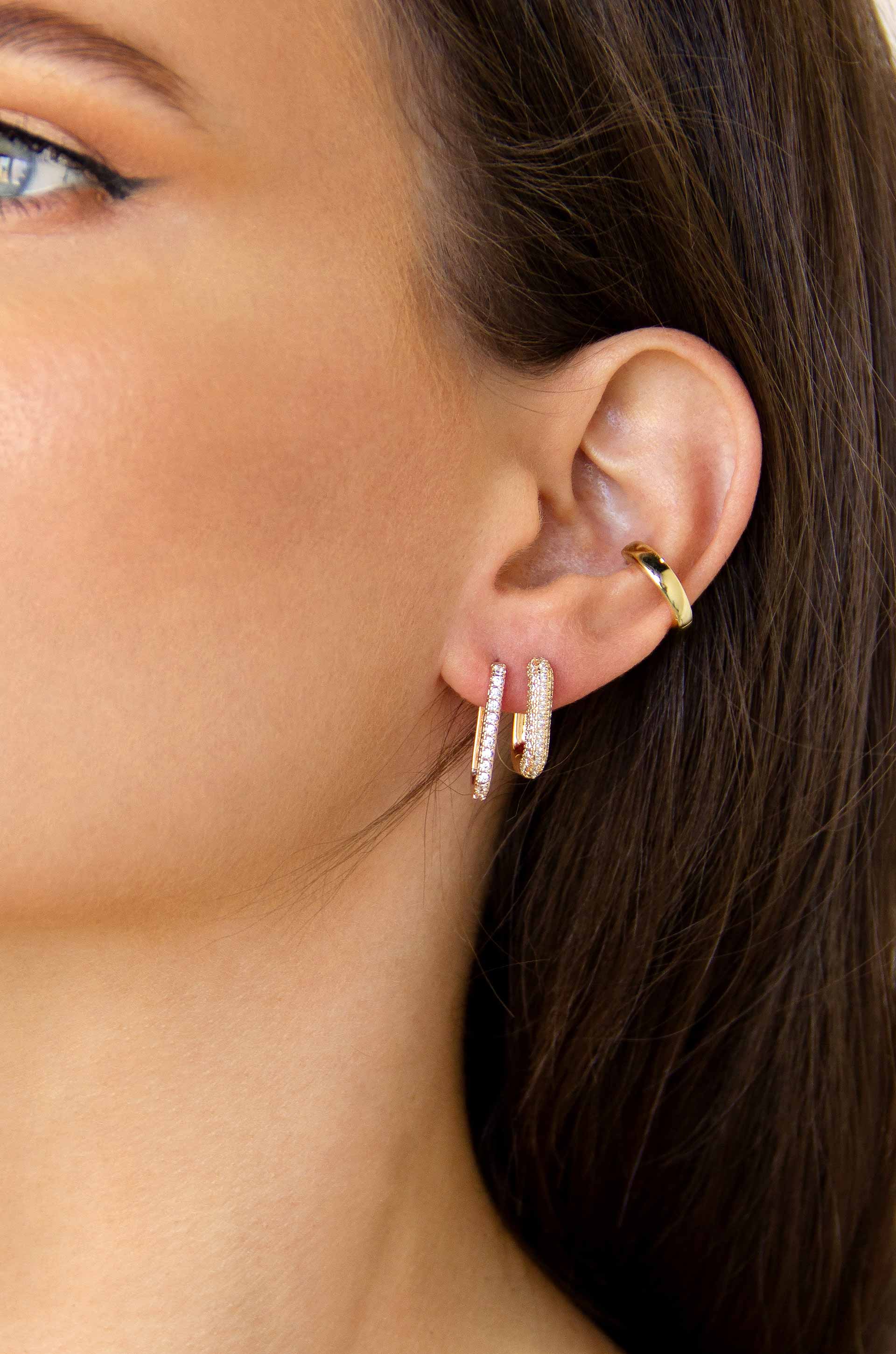 Petite Pave Huggie Earrings for Women - Small Diamond Hoop Earrings for Everyday Wear | Perfect for Work, Date Night & Gifting
