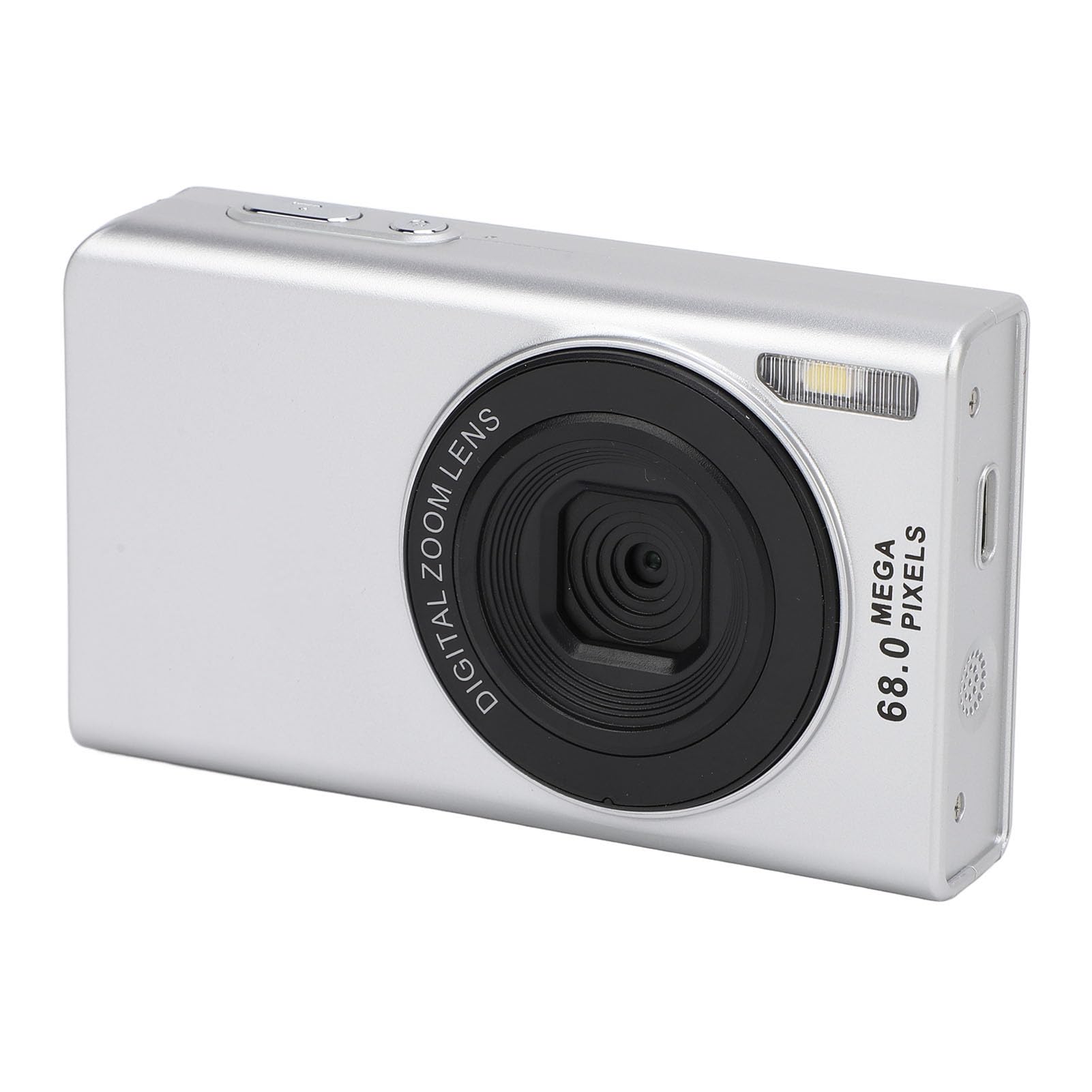 4K 68MP Digital Camera with 16X Zoom, Auto Focus & Anti-Shake - Continuous Shooting & Built-in Fill Light for Travel Vlogging (Silver) | Perfect for YouTube, TikTok & Outdoor Adventures