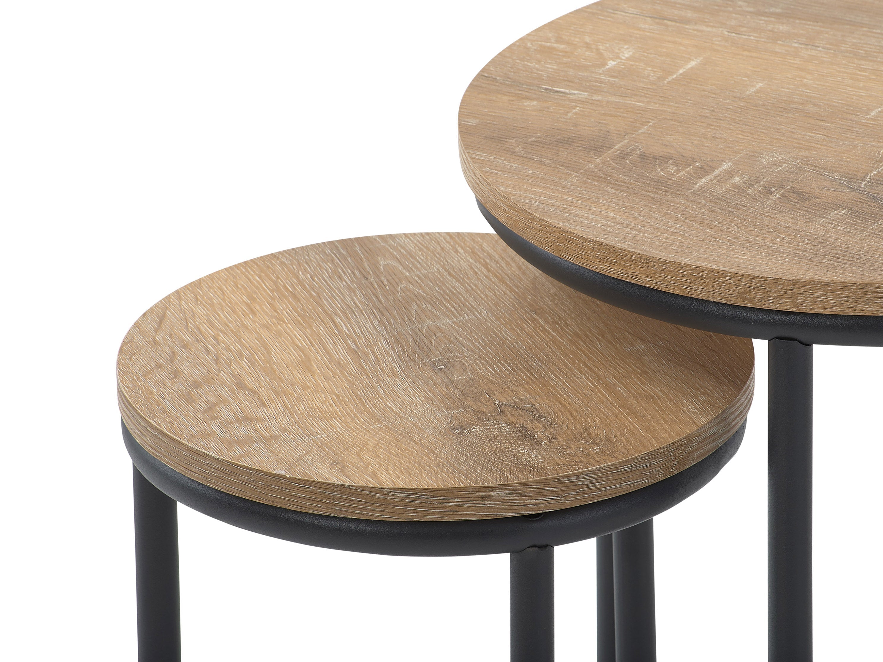 Light Wood Round Nesting Side Tables - Set of 2 Modern End Tables for Living Room, Bedroom & Office - Space-Saving Accent Tables with Natural Wood Finish