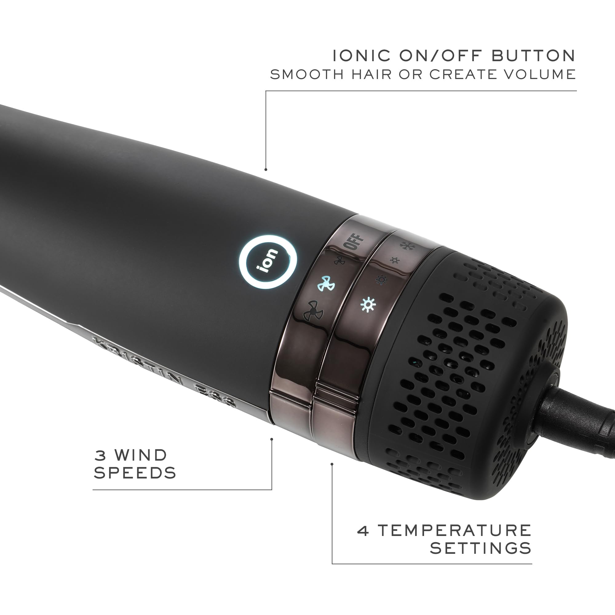 Kristin Ess Volumizing Blow Dryer Brush - Ionic Ceramic Hair Styler for Smooth Blowouts & Straightening | 3 Speed & 4 Heat Settings | Perfect for Home Salon Styling & Travel | Fast Drying with Flat Paddle Base