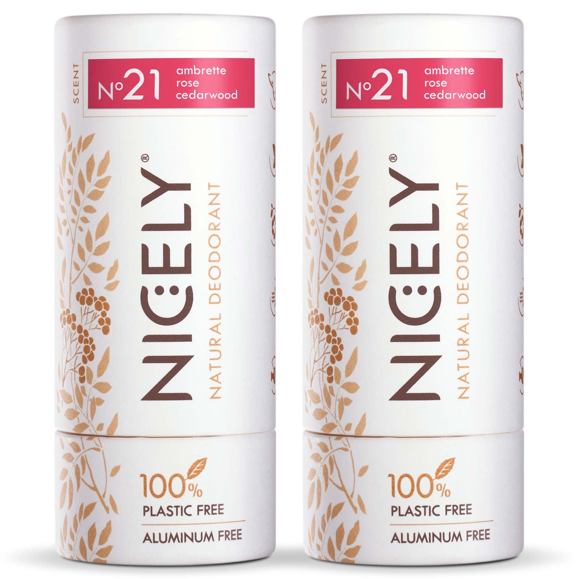Natural Aluminum-Free Deodorant for Women - 2 Pack with 24-Hour Odor Protection, Sensitive Skin Safe, Essential Oil Formula (Ambrette, Rose, Cedarwood) | Daily Freshness for Workouts & Active Lifestyle