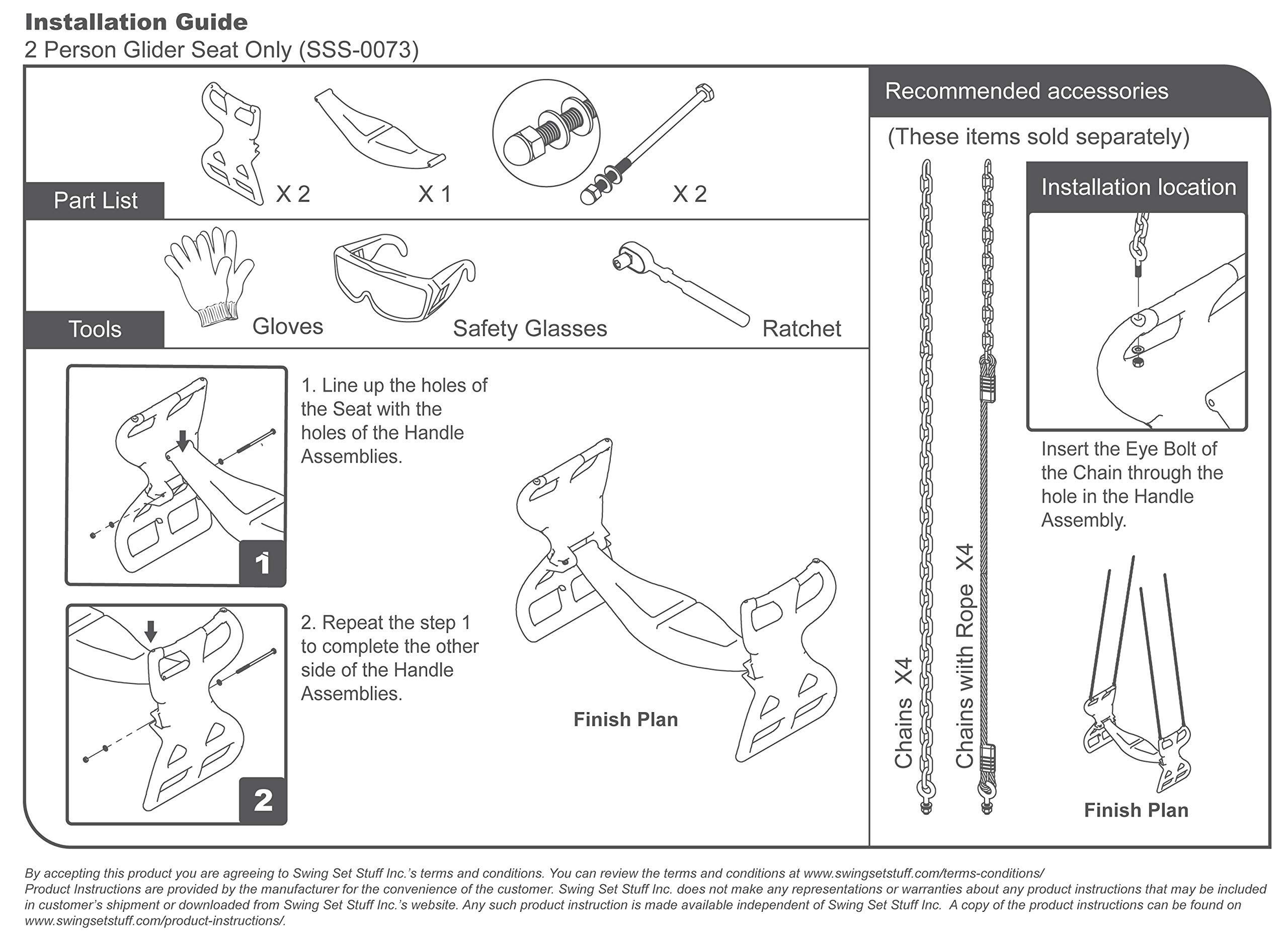 Swing Set Stuff Inc. Green Glider Swing - No Rope or Chain - Safe Outdoor Play Equipment for Kids - Includes SSS Logo Sticker - Perfect for Backyards, Parks, and Playgrounds