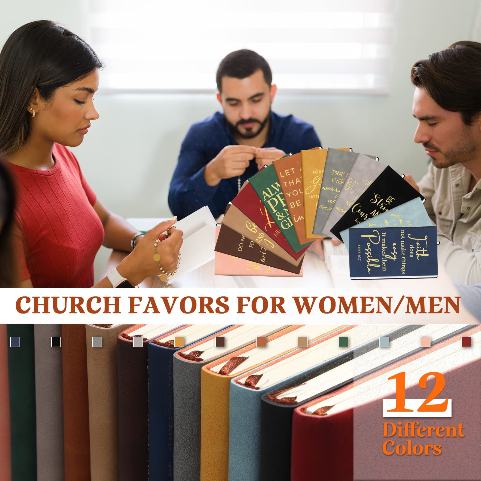 24 Pcs Christian Prayer Journals - Leather Bible Verse Notebooks for Men & Teachers | Church Gifts, Christmas Presents