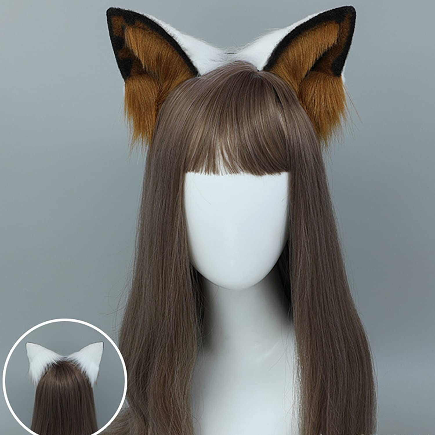 Faylay Women's Furry Animal Ear Headband - Cute Dog Ear Hair Accessories for Cosplay, Halloween, and Daily Fashion
