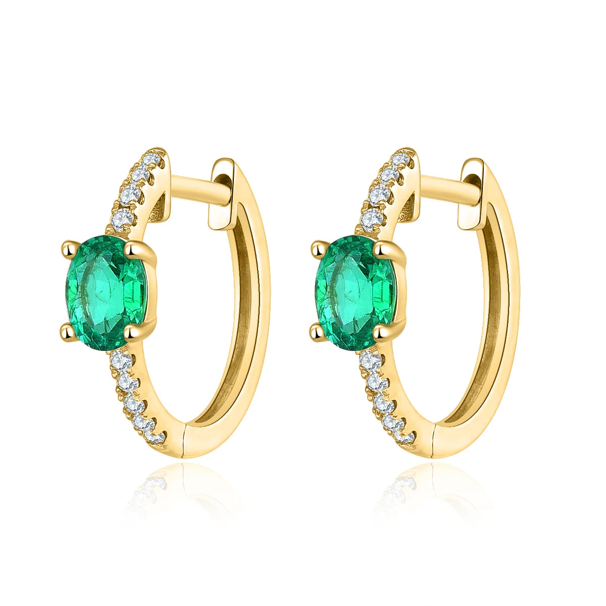 18K Rose Gold Earrings with 0.6 Carat Natural Emerald & 0.182 Carat Diamonds - Elegant Women's Jewelry for Weddings, Anniversaries & Special Occasions