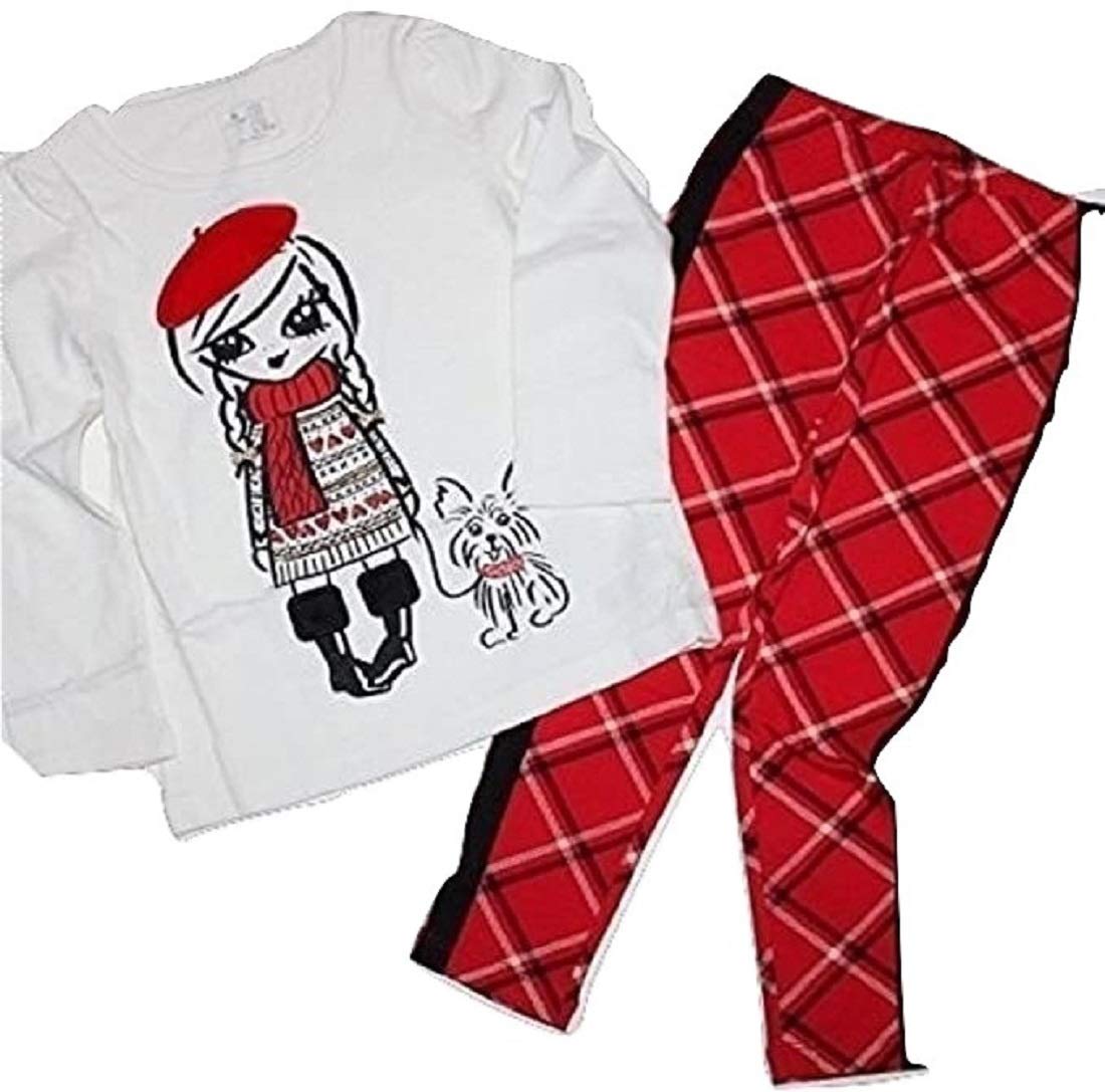 Gap Baby Girl's 2-Piece Outfit Set - Top & Plaid Leggings (3T) for Playdates & Outings