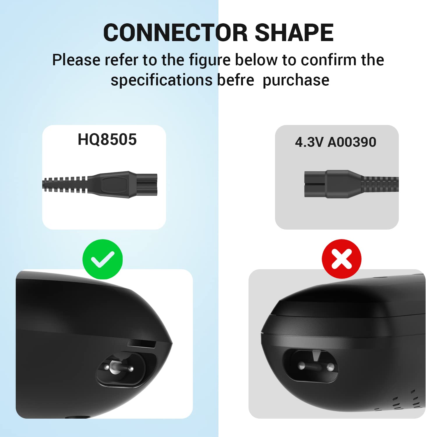 Philips Norelco HQ8505 7000 5000 3000 9000 Series Replacement Charger - 15V AC Adapter Power Cord for Electric Shaver Razor, Aquatec, Arcitec & Multigroom Beard Trimmer - Perfect for Travel, Home & Office Use
