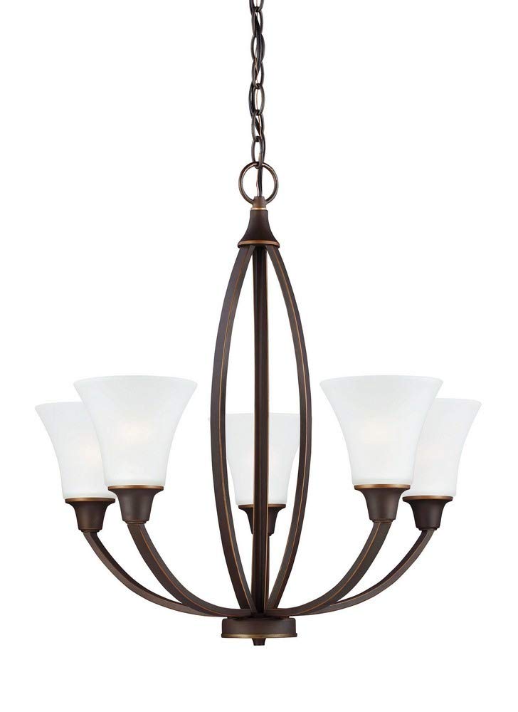 Seagull 3113205-715 5-Light Bronze/Dark Chandelier - Elegant Dining Room & Foyer Lighting Fixture for Modern Homes