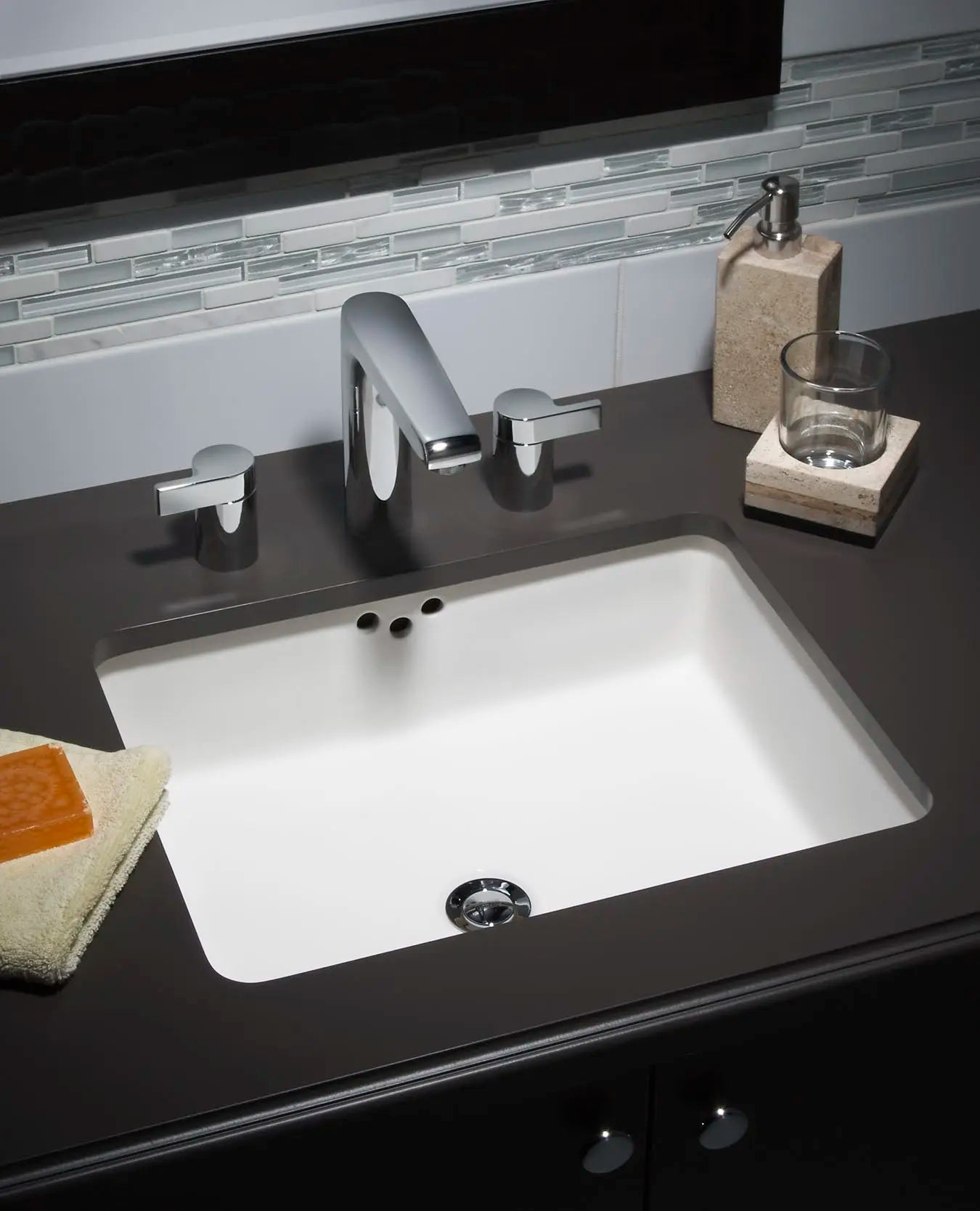 20 x 16 Inch Undermount Bathroom Sink - Stainless Steel Box Sink for Vanity, Kitchenette & Laundry Room - Space-Saving Under Counter Design for Small Bathrooms & Powder Rooms