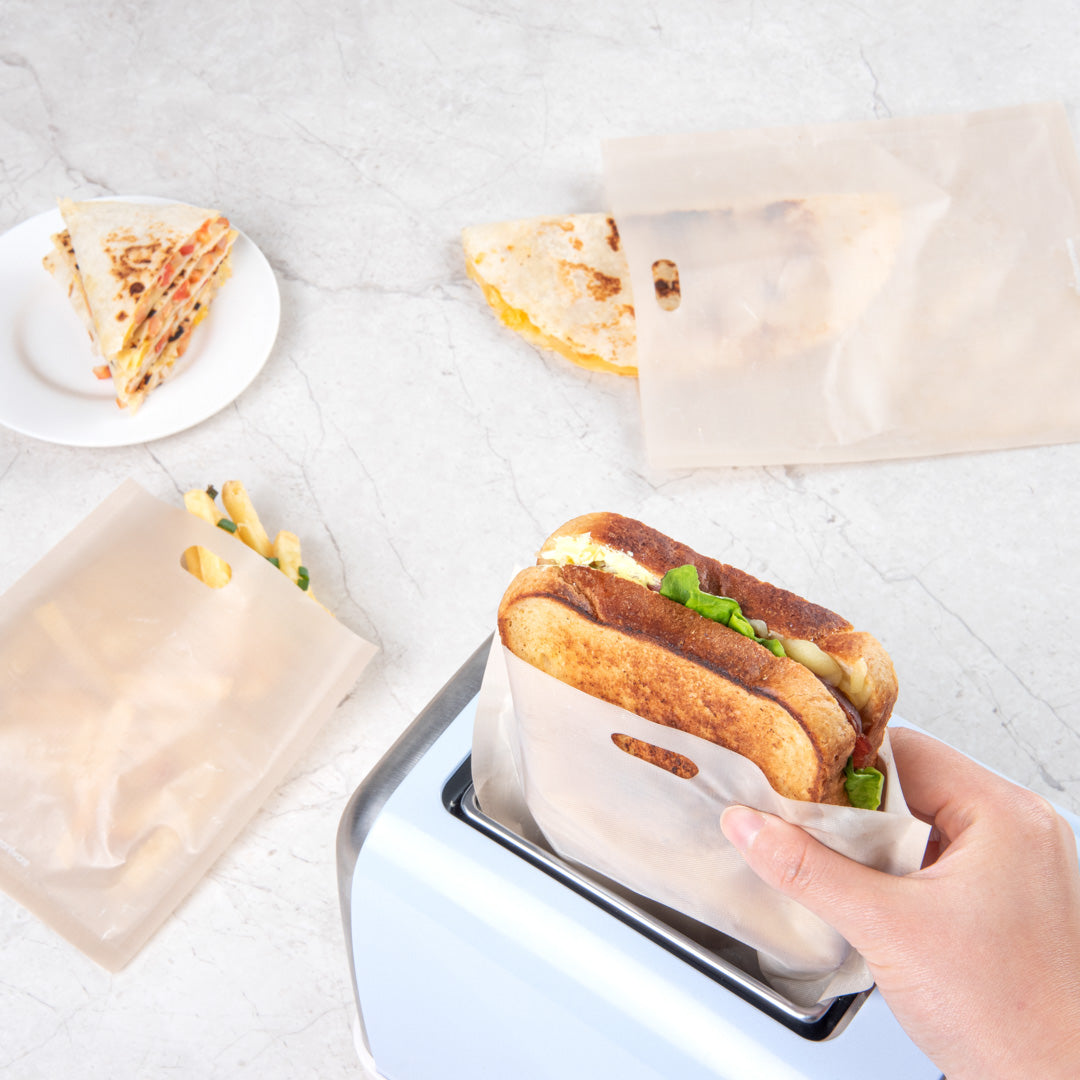 Non-Stick Heat-Resistant Kraft Plastic Toaster Bags - 6 Count Box | Reusable & Semi-Disposable | Perfect for Sandwiches, Bagels & Breakfast Toasting