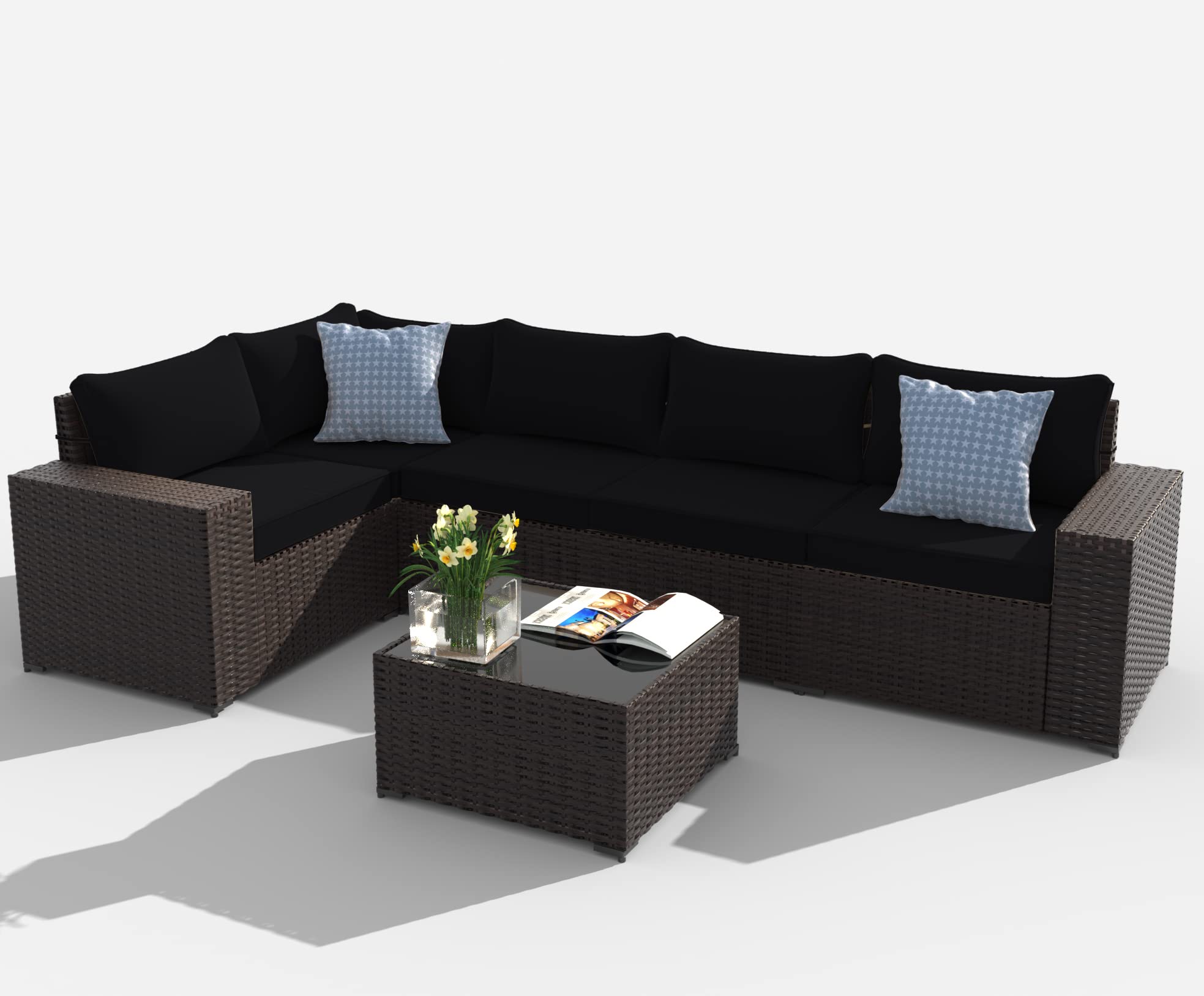 11-Piece Outdoor Cushion Covers Set - Waterproof Patio Furniture Replacement Covers for Sofa, Chair & Pillow - Durable UV-Resistant Fabric - Perfect for Backyard, Deck, Poolside (Black)