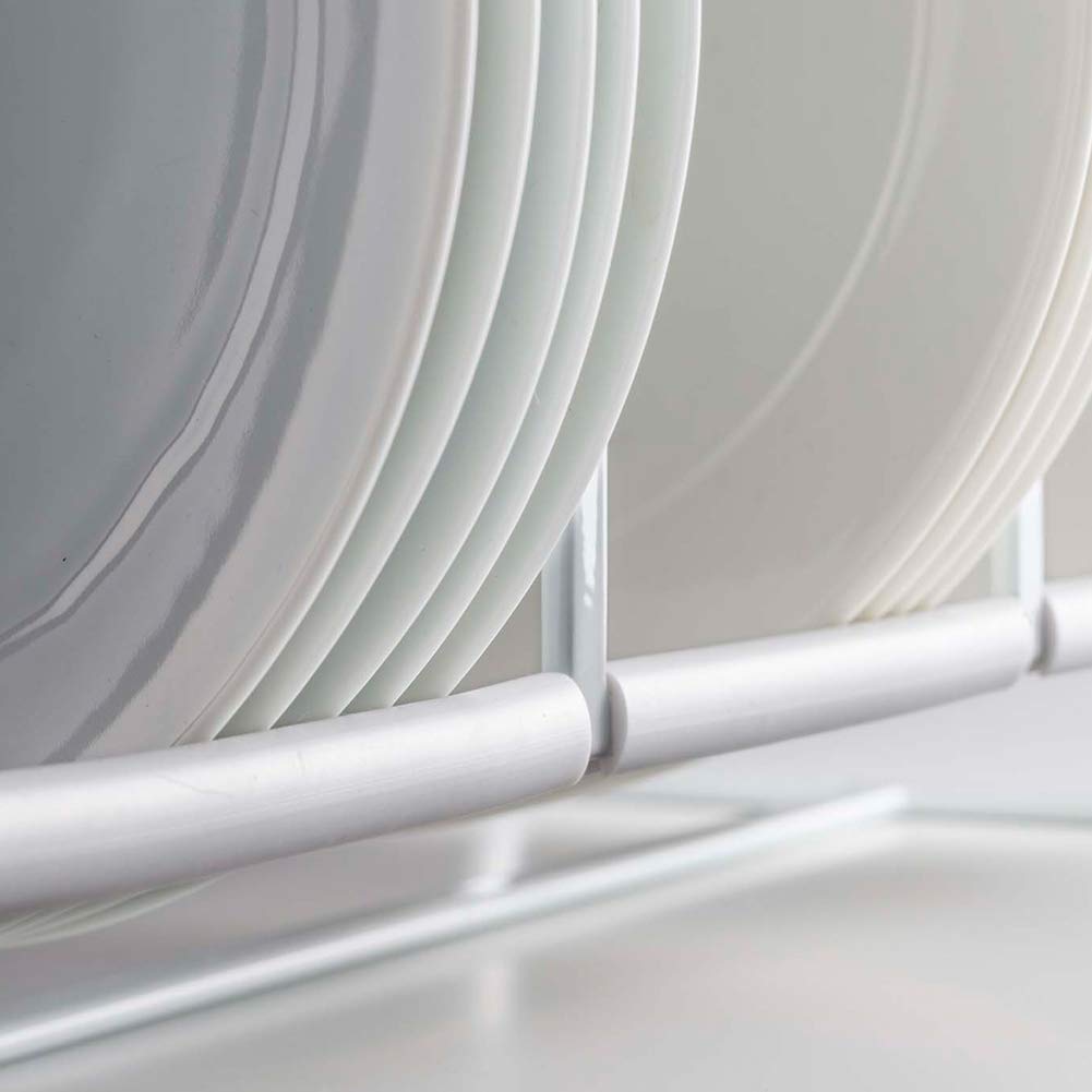 Yamazaki Home 3147 White Small Dish Organizer Tower - Kitchen Cabinet Storage Rack for Plates, Bowls & Cups | Space Saving Solution for Small Kitchens & Pantries