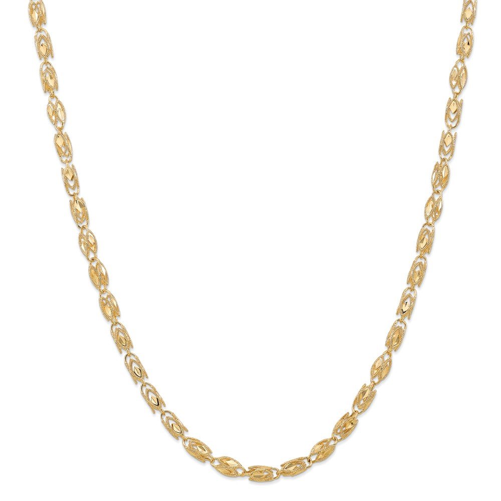 14K Yellow Gold 4mm Marquise Chain Necklace 24 Inch - Dainty & Elegant Jewelry for Men & Women - Perfect for Weddings, Anniversaries, Gifts & Everyday Wear