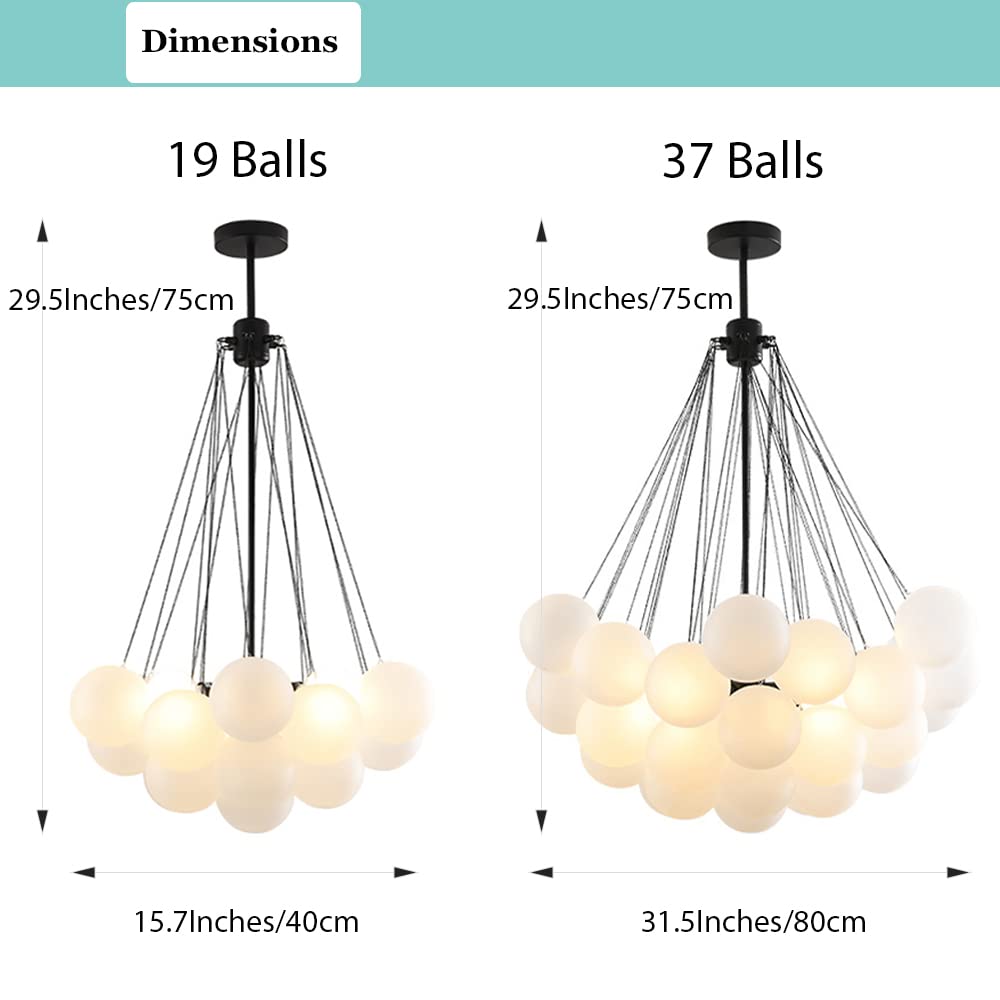 Gold Frosted Glass Bubbles Ball Chandelier - Elegant DIY Ceiling Pendant Light for Bedroom, Living Room & Hallway | Perfect for Modern Home Decor & Romantic Ambiance Lighting