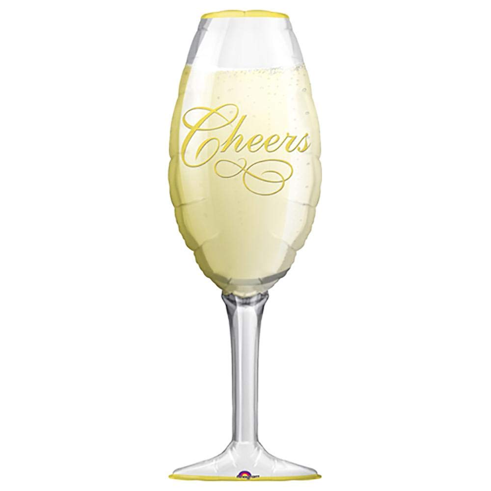 LOONBALLOON 38 Inch Large Champagne Glass Shaped Birthday Balloon - Perfect for Birthday Parties, Baby Showers & Wedding Decorations