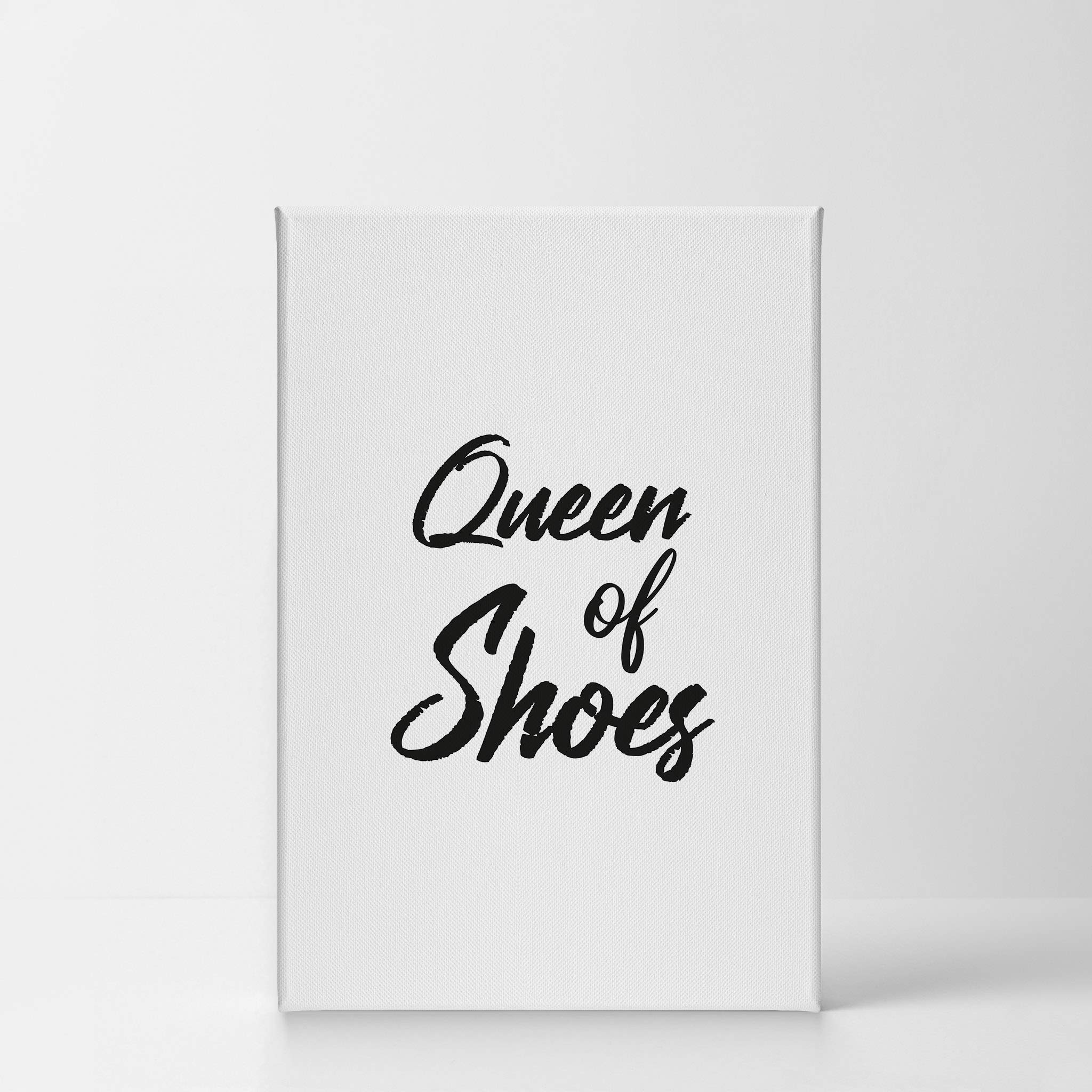 Smile Art Design Queen of Shoes Black & White Inspirational Quote Canvas Wall Art - Glam Fashion Print for Office, Bathroom, Teen Girls Room, Women's Dorm, Bedroom & Living Room Decor - Ready to Hang 36x24 Inches - Perfect for Motivational Home & Workspace Décor