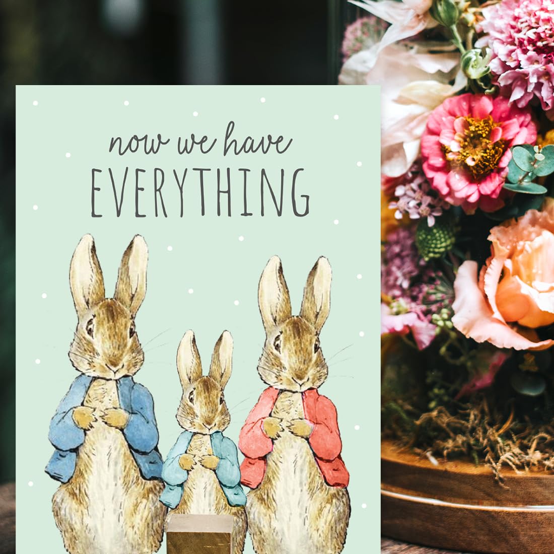 Peter Rabbit Nursery Wall Art - 6-Pack Unframed 8.5x11 Inch Mint Green Posters with 'First We Had Each Other' Quote - Perfect for Baby Room Decor, Kids Bedroom & Playroom Wall Decoration
