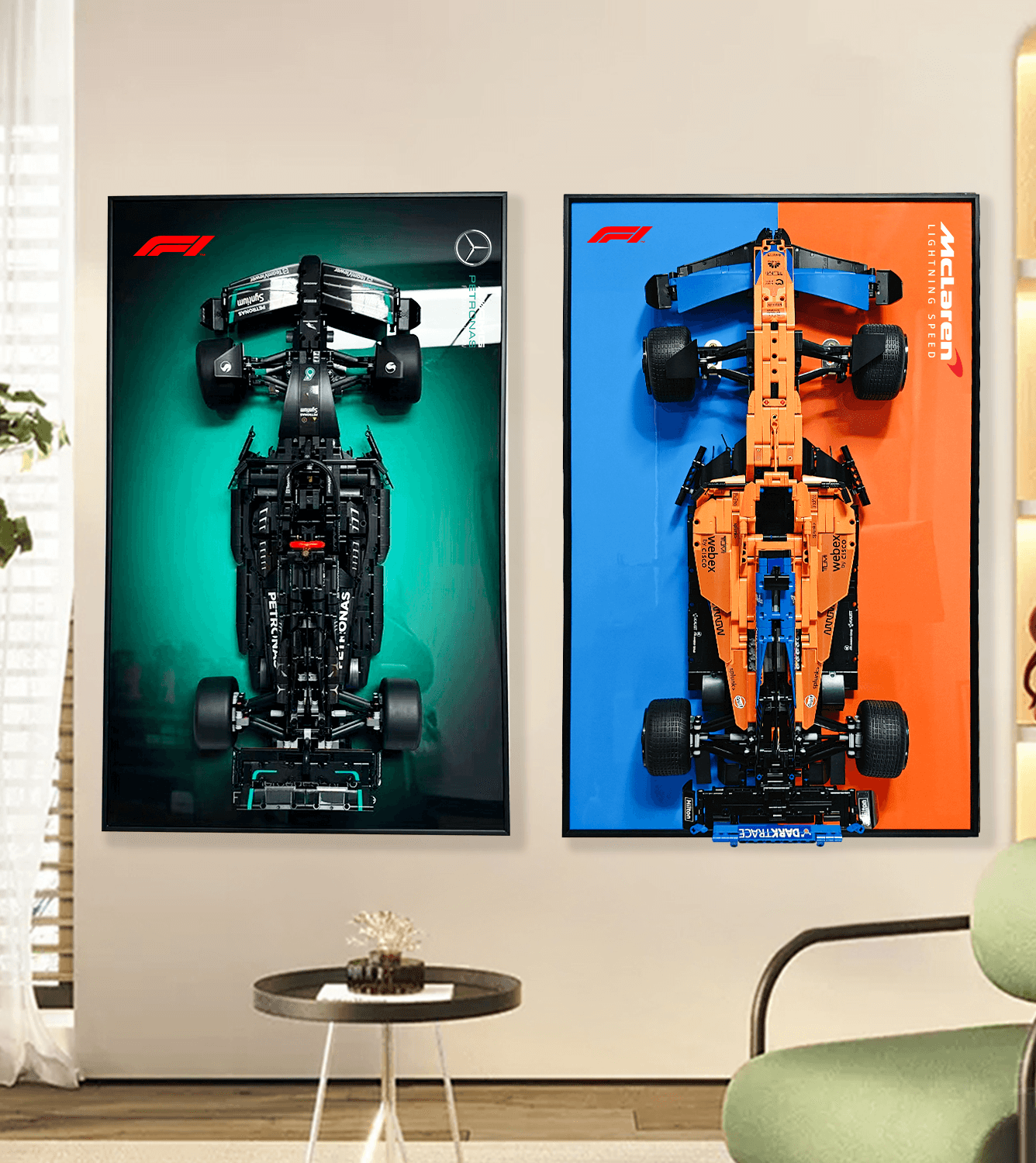 Lego Wall Display Frame for Mercedes AMG 42171 & McLaren 42141 - Perfect for Showcasing Your Lego Speed Champions Collection in Home or Office