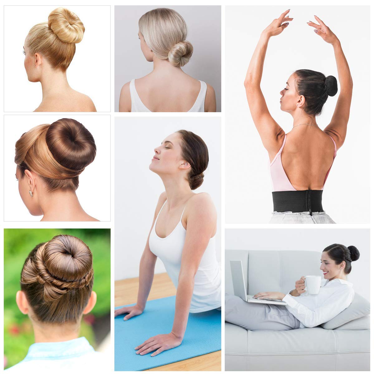 OCHILIMA Professional Hair Bun Maker 3-Piece Set - Black Magic Bun Makers for Perfect Ballet & Ballerina Buns - Easy Snap & Roll Donut Hair Shaper Tool - Great for Dance Performances, Weddings & Everyday Styling