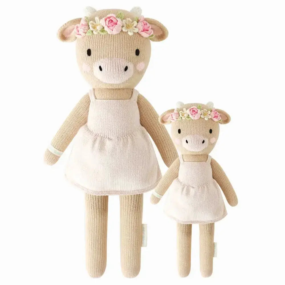Cuddle + Kind Amelia the Cow Hand-Knit Organic Cotton Plush Toy - Soft & Huggable Stuffed Animal for Babies, Kids & Toddlers | Perfect for Nursery Decor, Baby Shower Gifts & Cuddling Comfort