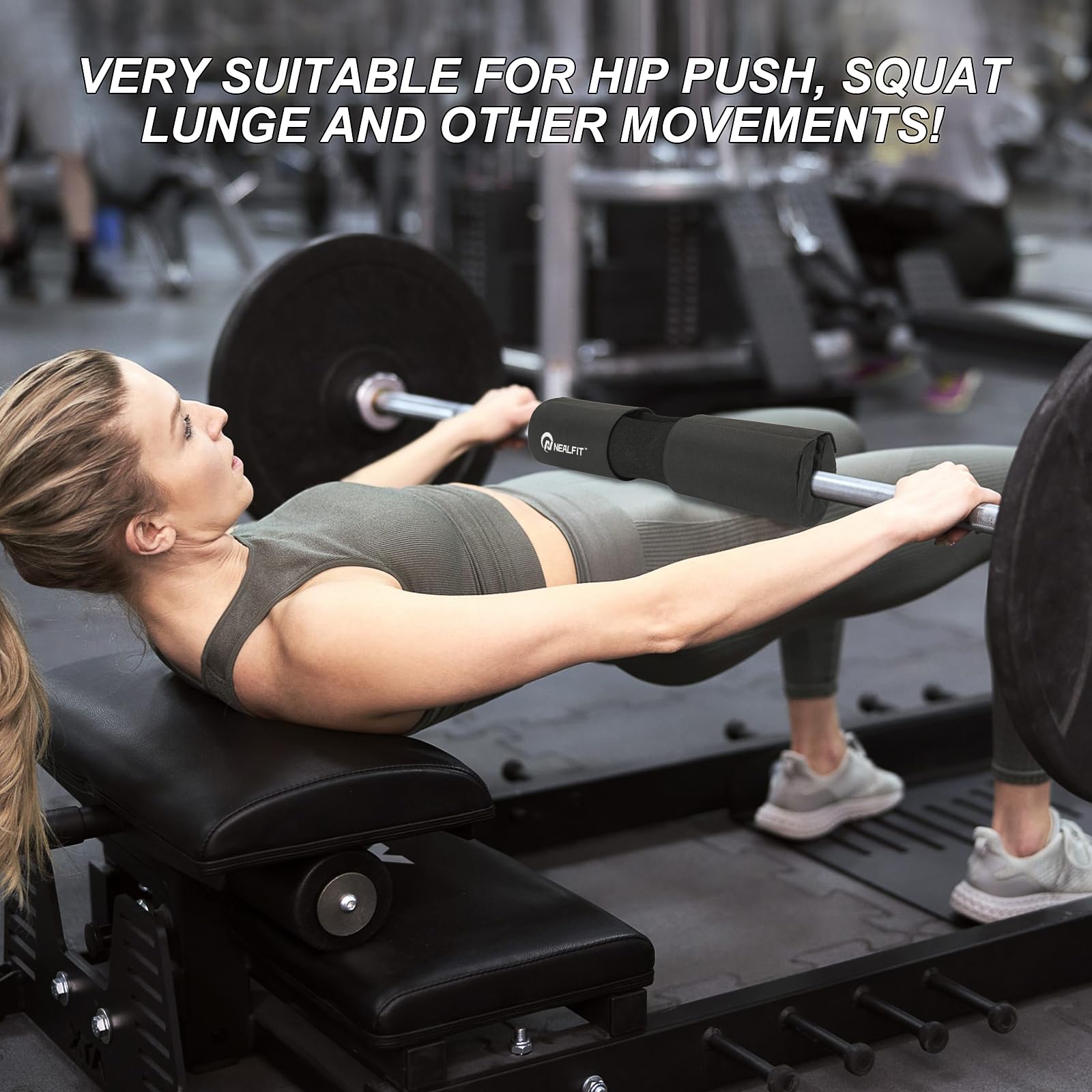Barbell Squat Pad with Thick Nylon Padding - Hip Thrust & Shoulder Support for Squats, Lunges - Fits Olympic & Standard Weight Bars - Perfect for Home Gym & CrossFit Workouts