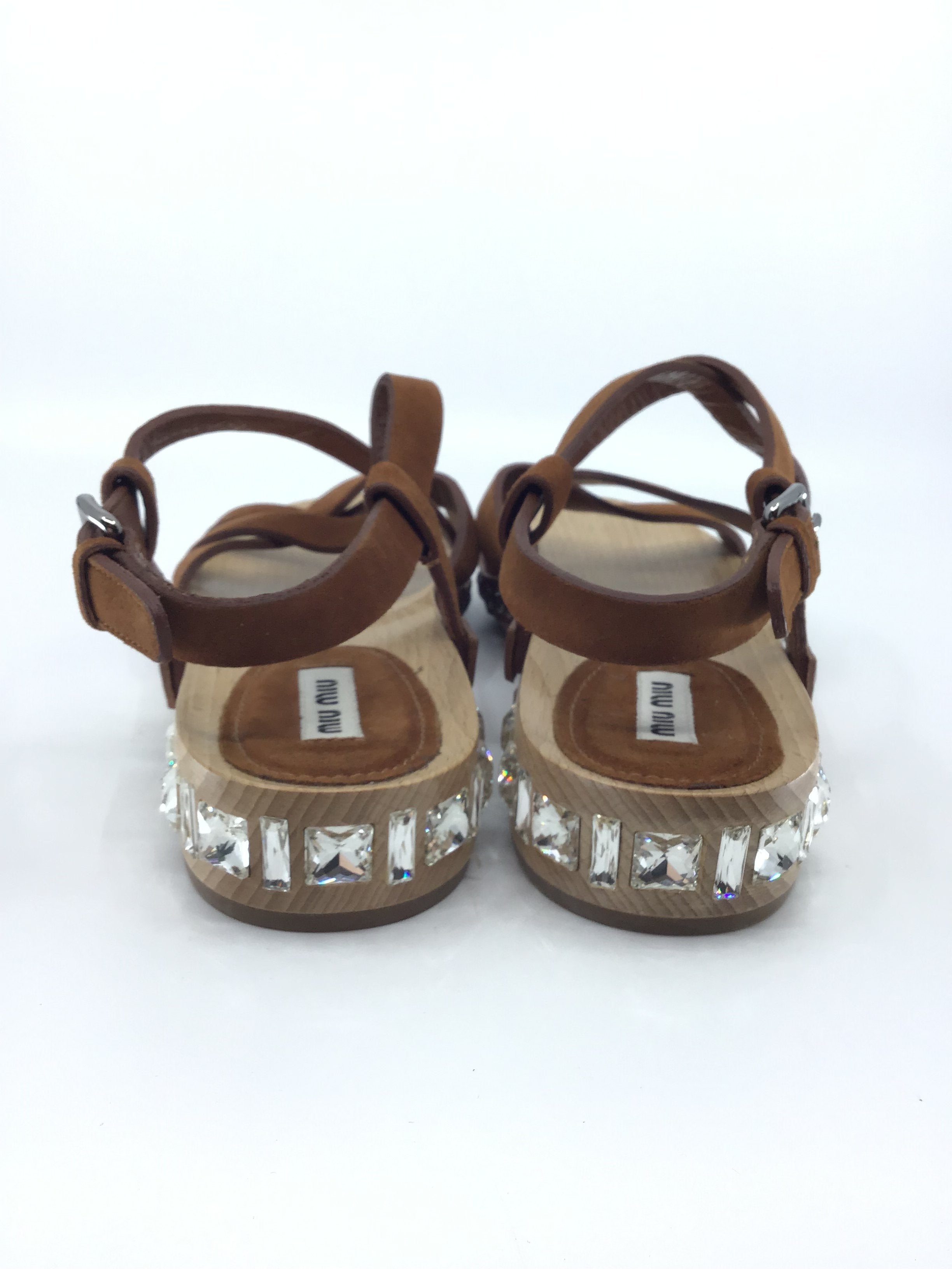 Miu Miu Women's Rhinestone Sandals - Sparkling Crystal Embellished Open-Toe Heels for Parties, Weddings & Special Occasions