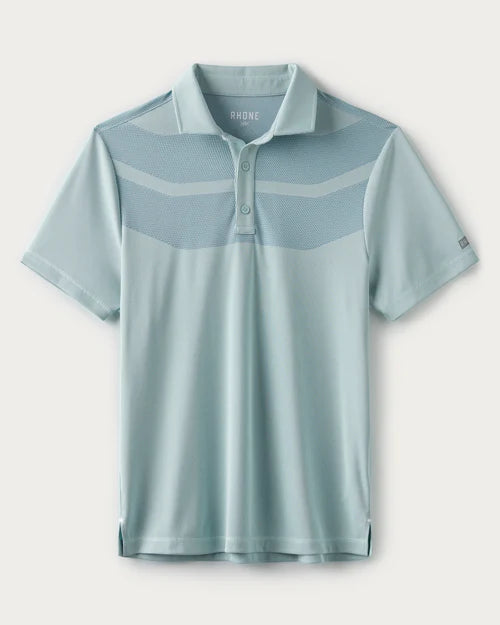 Rhone Men's Cross Court Polo Shirt - Moisture-Wicking Performance Golf & Tennis Shirt in Blue Water - Perfect for Workouts, Casual Wear & Outdoor Activities
