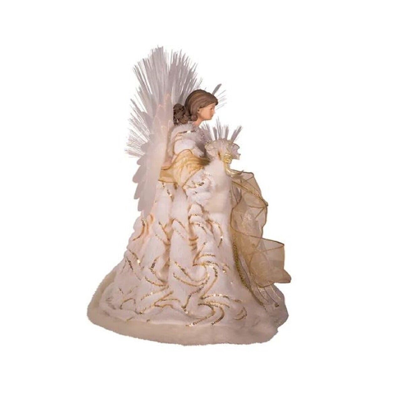 16-Inch Fiber Optic LED Gold & White Angel Christmas Tree Topper - Elegant Holiday Decor for Xmas Trees, Home, Church & Party Decorations