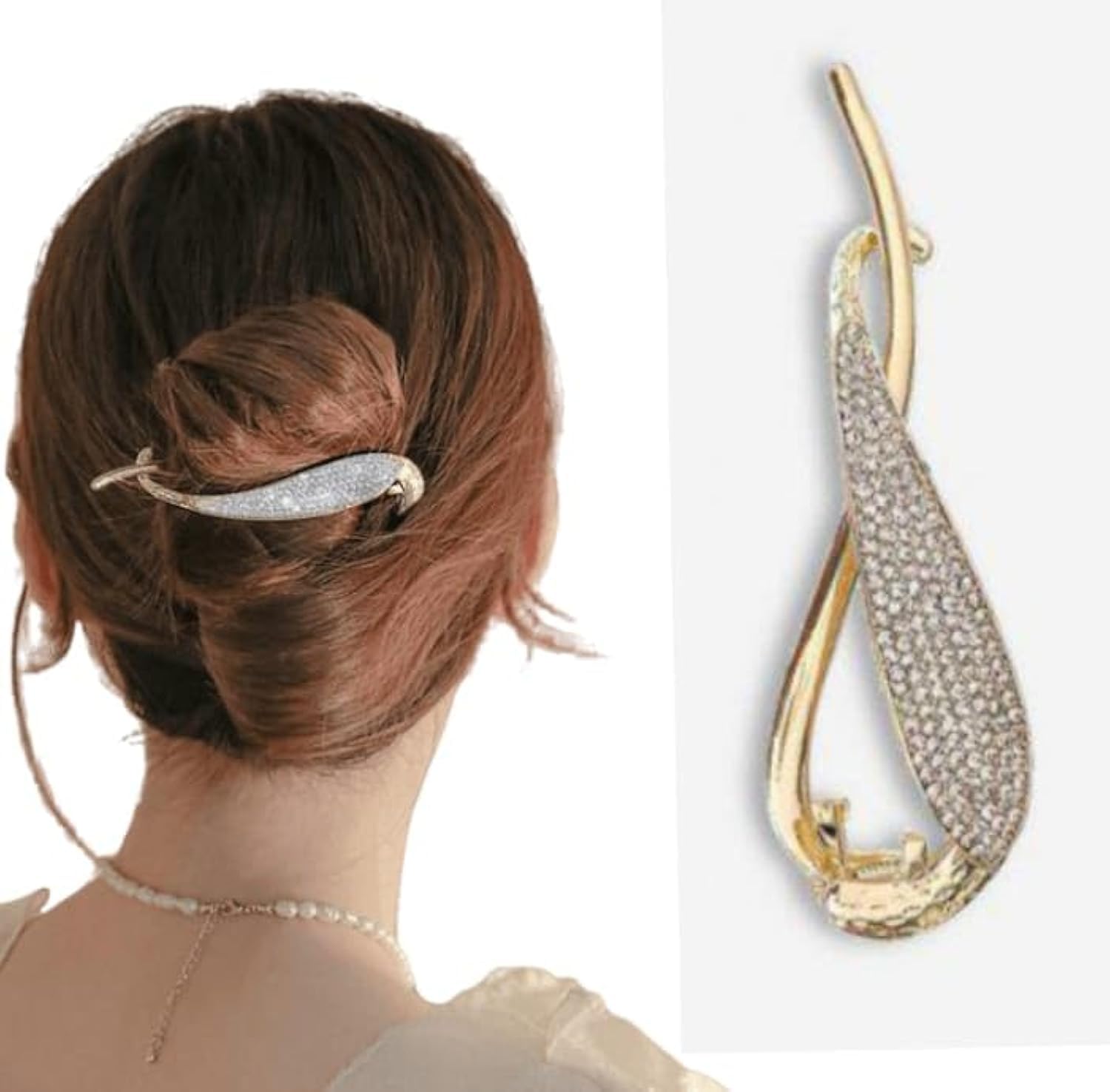 INHEAVEN Rhinestone Banana Hair Clip - Metal French Barrette Hair Clips for Women, Korean Hair Accessories, Elegant Hairpins for Wedding, Party, Daily Use (Style F)