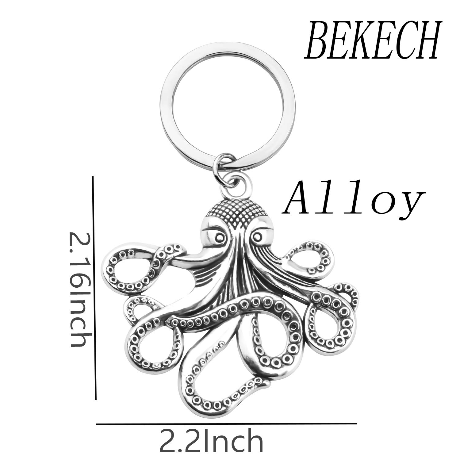 BEKECH Octopus Keychain - Black Eyed Squid Charm, Sea Animal Jewelry for Pirates & Ocean Lovers | Perfect Gift for Beach Parties, Nautical Decor & Key Accessories