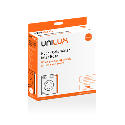 Unilux ULX107 Universal 2m Hot & Cold Water Inlet Hose for Washing Machines & Dishwashers - Durable & Flexible for Home & Commercial Use