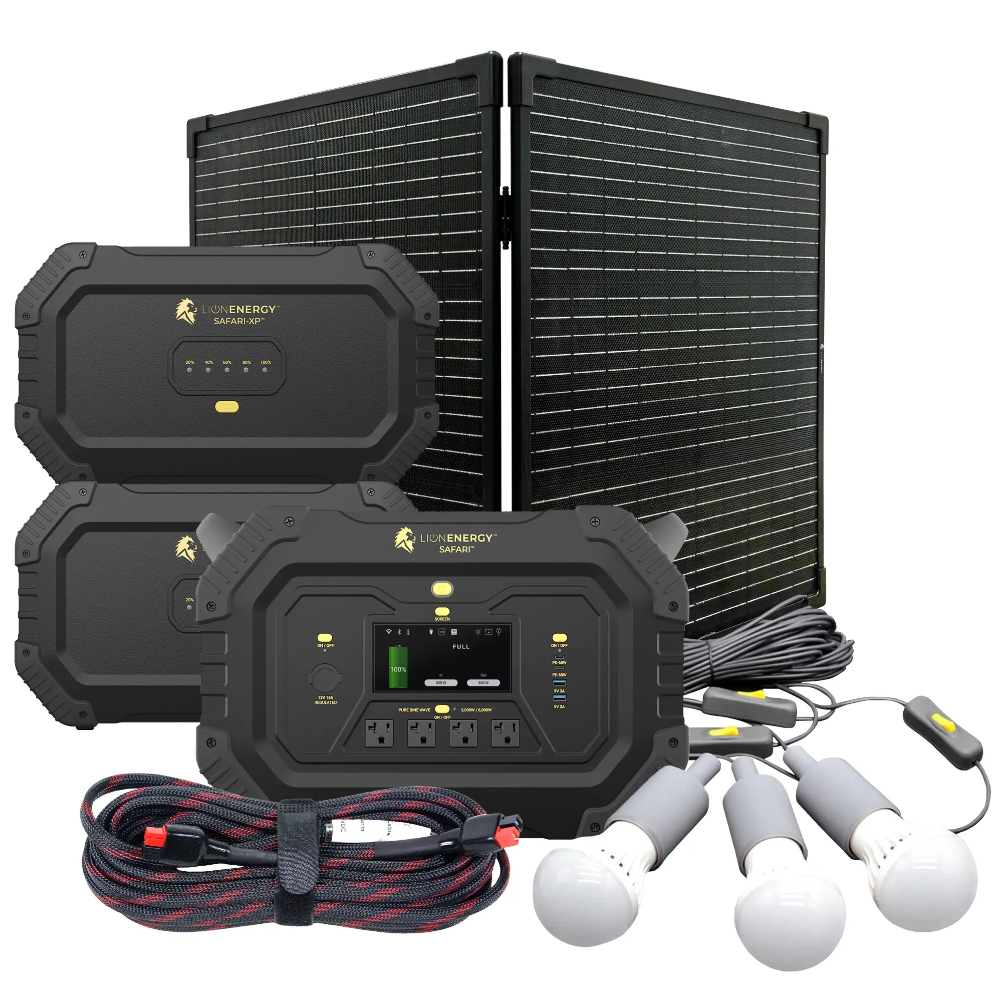 Safari+2 XPs Portable Power Station Bundle - 3000W 6988Wh LiFePO4 Battery for Camping, RV, Emergency Backup & Off-Grid Power Supply