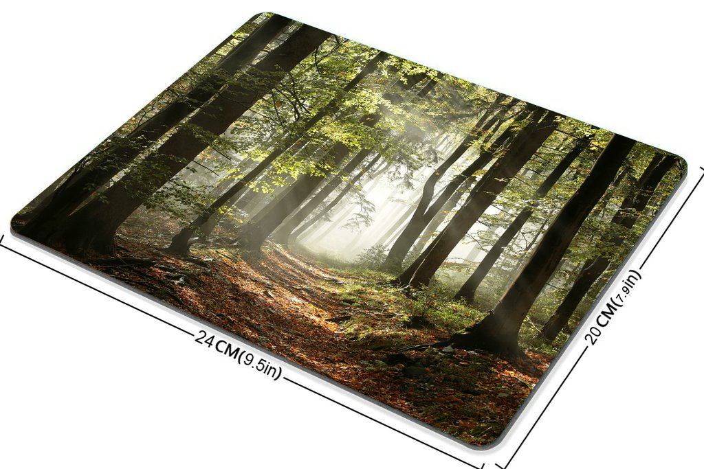 Custom Smooffly Gaming Mouse Pad - Large Non-Slip Thick Rubber Mat with Autumnal Mountain Pathway & Misty Wilderness Scene Design | Perfect for PC Gaming, Office Work & Computer Setup