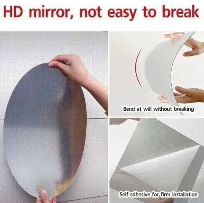 HUBTURE Oval Adhesive Wall Mirror Stickers - 20 x 30 cm Unbreakable Plastic Mirror Decals for Bathroom, Bedroom & Living Room - 2 Pack - Perfect for Home Decor, Vanity Makeup & Space Enhancement