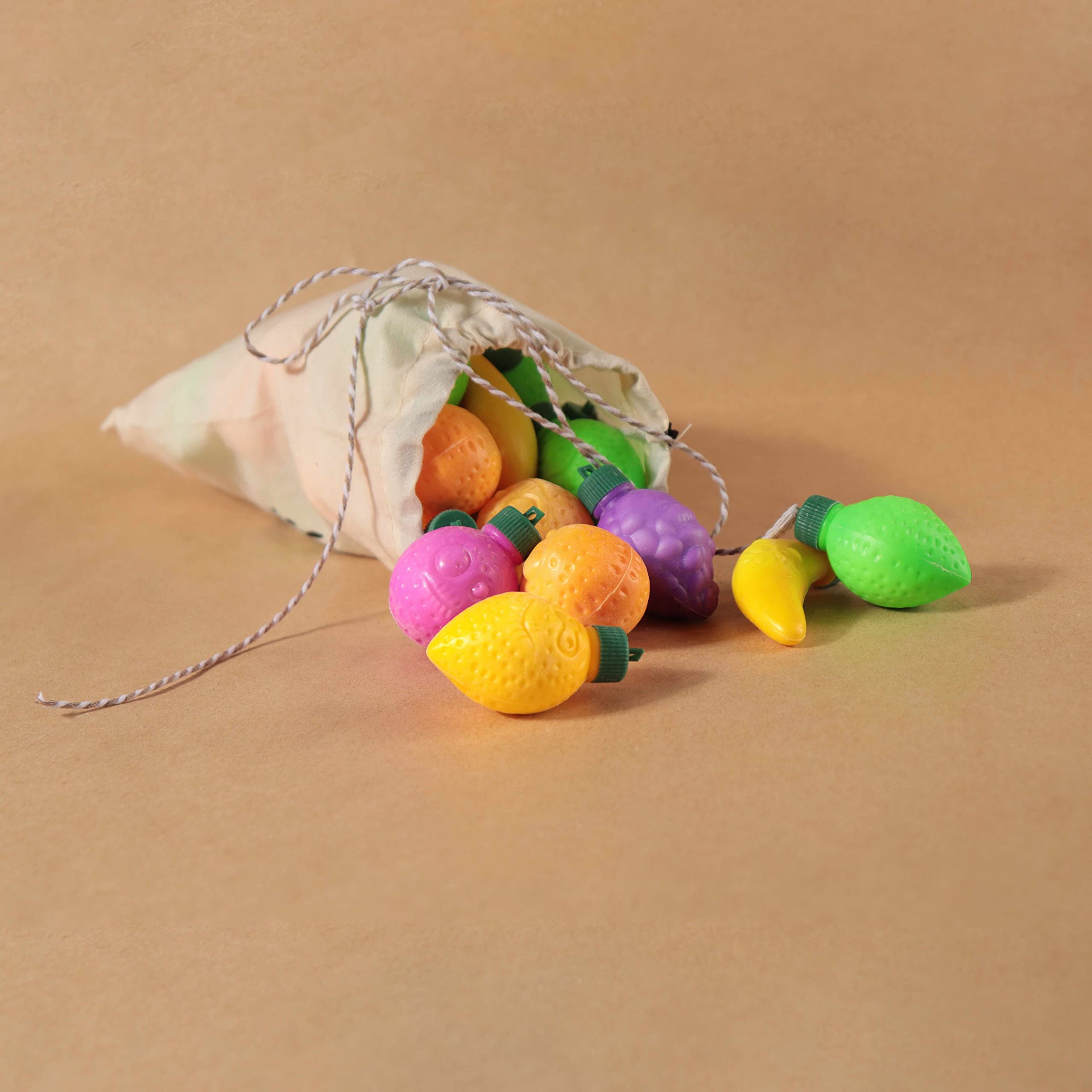 60 Pcs Fruit Shaped Fizzy Candy Powder - Retro 90s Sour Sweets with Hanging Hole Caps for DIY Decorations, Gluten Free & Nut Free Party Favors by 4YoreElves - Perfect for Birthday Parties, Classroom Rewards & Nostalgic Gift Giving