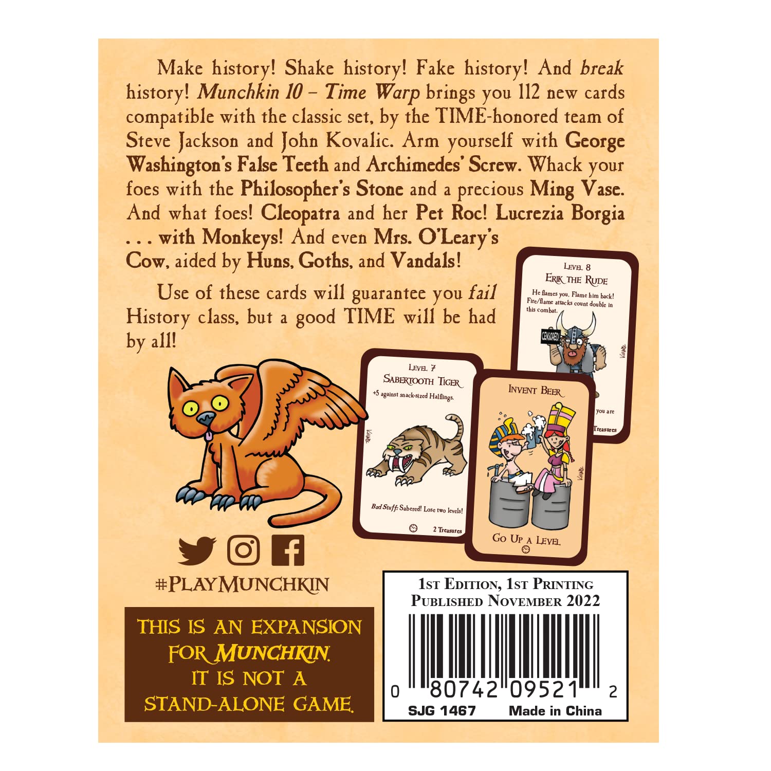 Steve Jackson Games Munchkin 10 Time Warp Expansion Pack - Fun Card Game for Family Game Nights & Parties