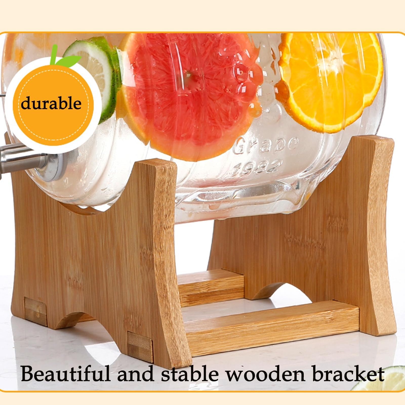 Glass Beverage Dispenser with Spigot & Stand - 3L/5L Iced Drink Dispenser for Parties, Events & Home Use - Cold Drink Pitcher for Lemonade, Iced Tea & Cocktails - Perfect for BBQs, Weddings & Outdoor Gatherings