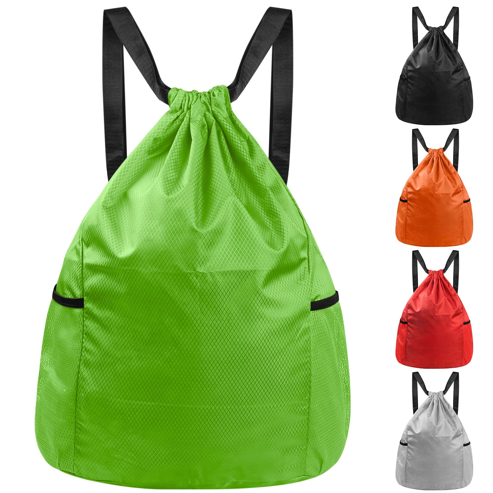 Lightweight Drawstring Backpack - Gym Sports Shopping Tote Bag for Men Women - Durable Green Backpack for Workouts, Travel & Daily Use