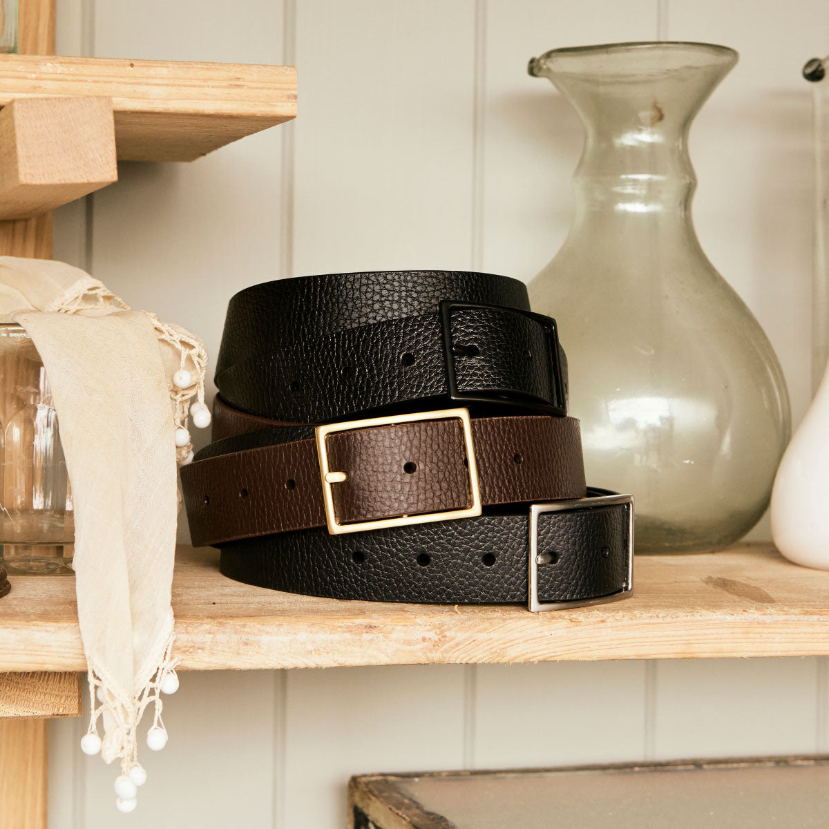 Authentic Leather Belt for Men - Chocolate Brown & Gold Buckle - Stylish & Durable for Casual, Office & Formal Wear
