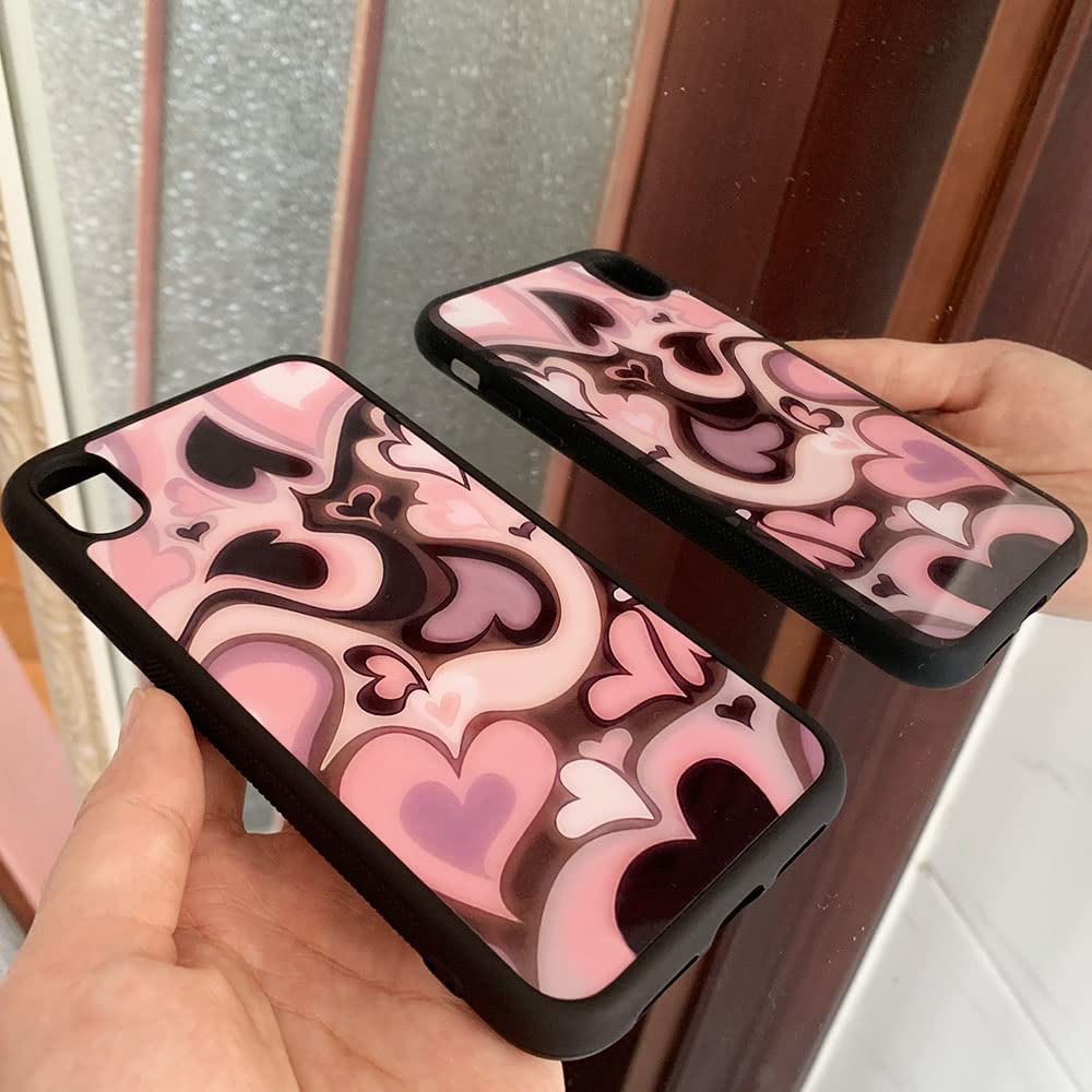 Aesthetic Cute Purple & Pink Heart Phone Case - Protective Cover Compatible with iPhone X/XS | Trendy Accessory for Girls & Women, Perfect for Daily Use & Gift Giving