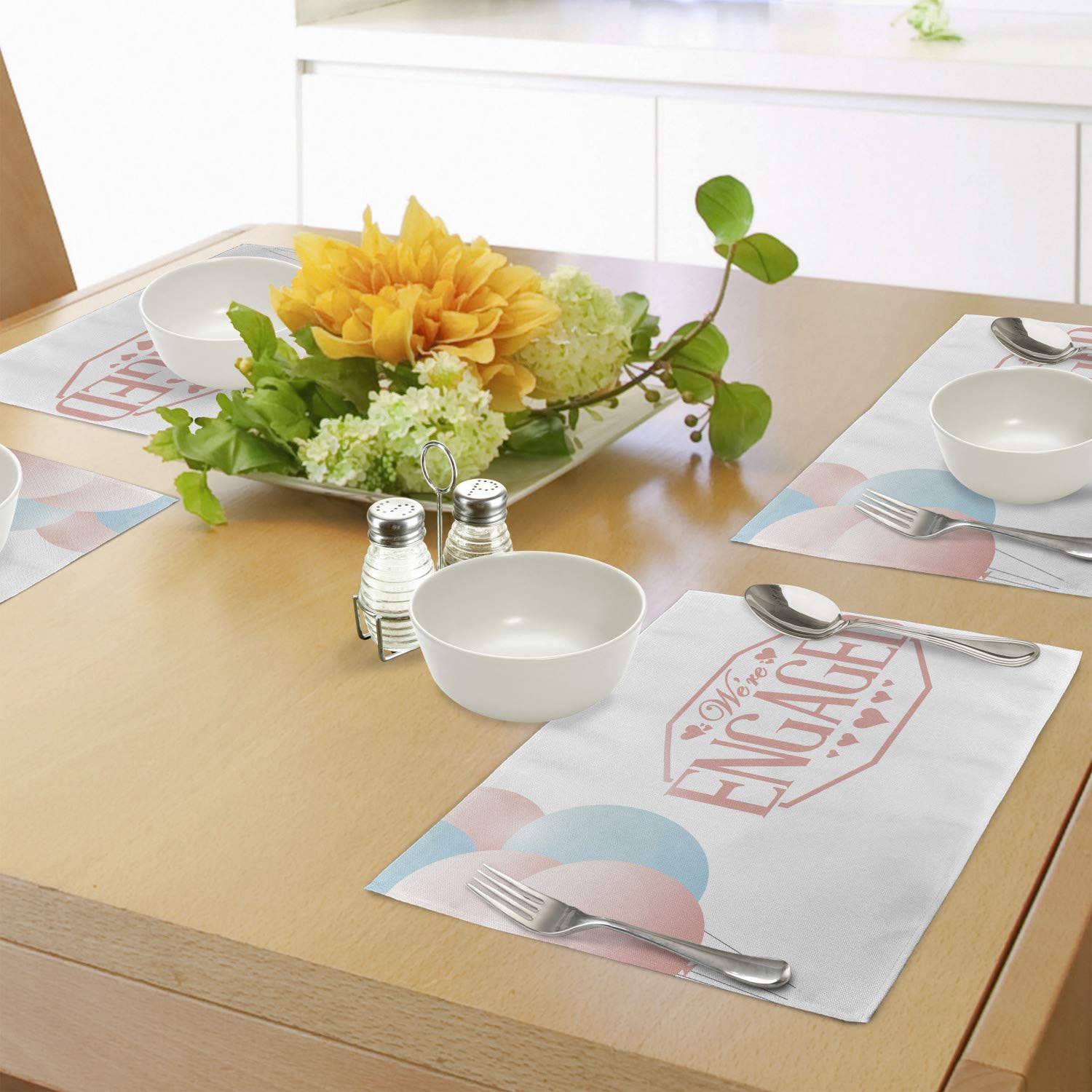 Ambesonne Engagement Party Place Mats Set of 4 - 